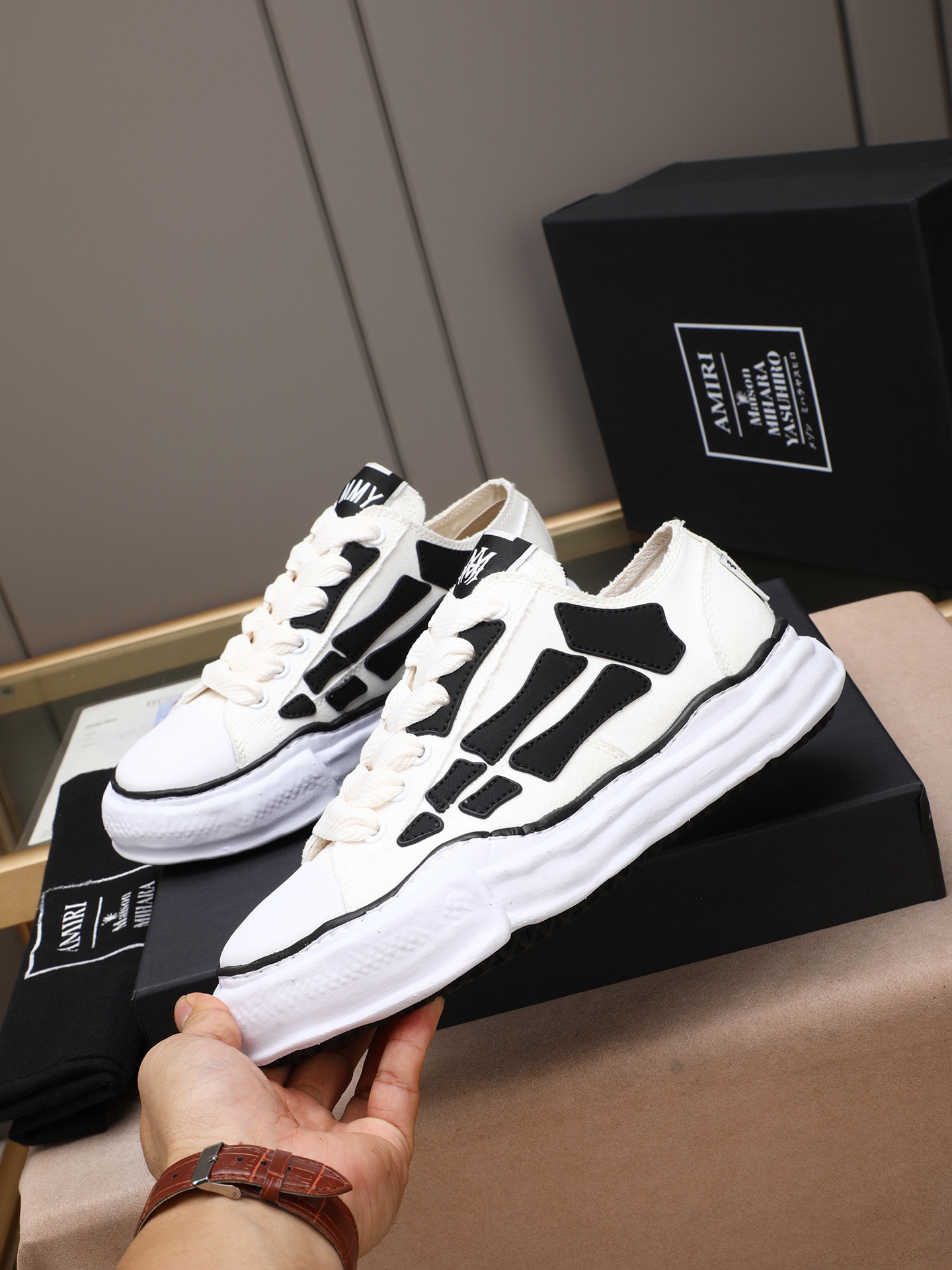 AMIRI x Maison Mihara Bones Sneakers White/Black
