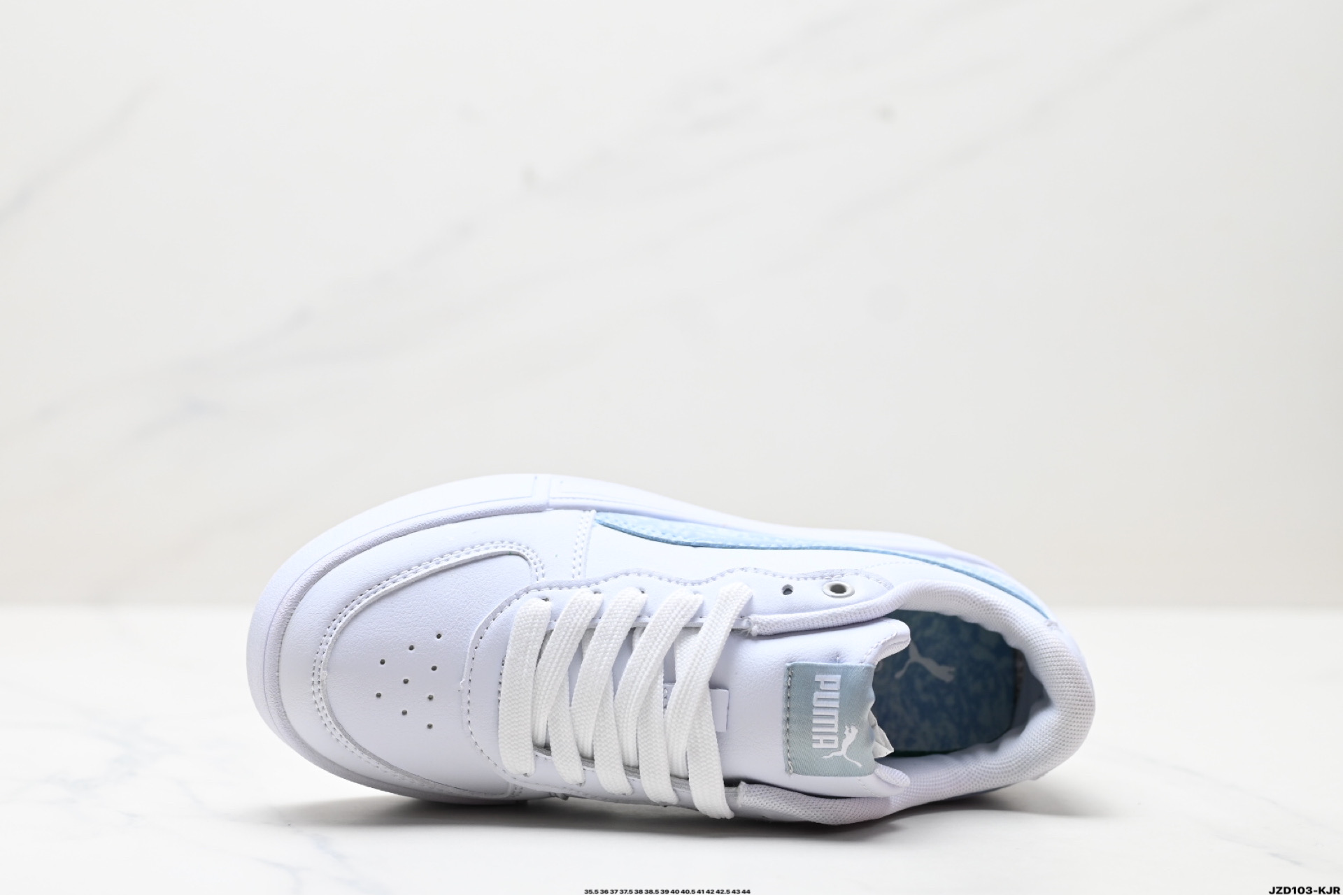 Puma Skye Leather Platform Sneaker White/Light Blue
