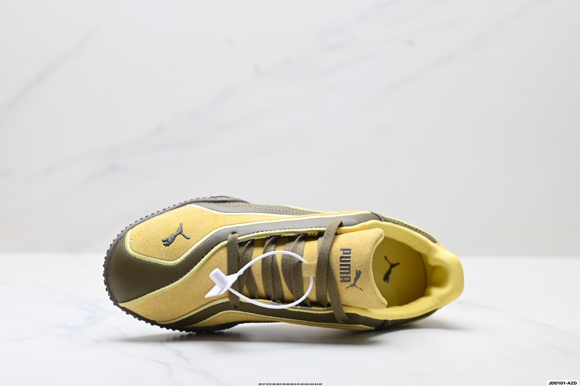 PUMA Bella V2 Leather Low-Top Trainer Yellow/Olive