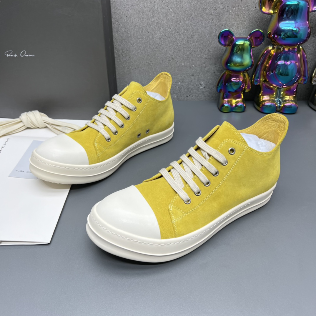 Rick Owens Suede Low-Top Sneakers Yellow