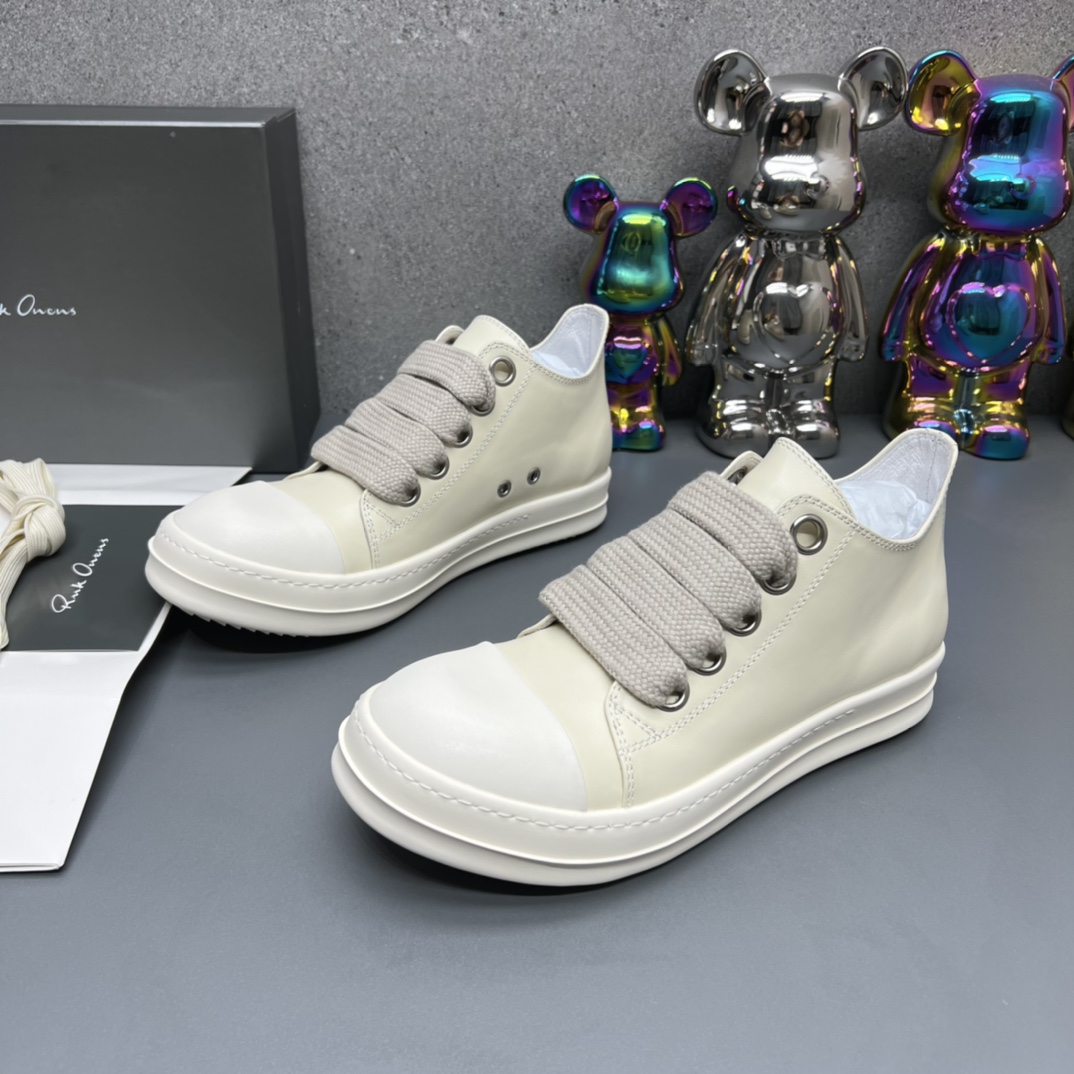 Rick Owens Minimal Low-Top Sneakers Beige