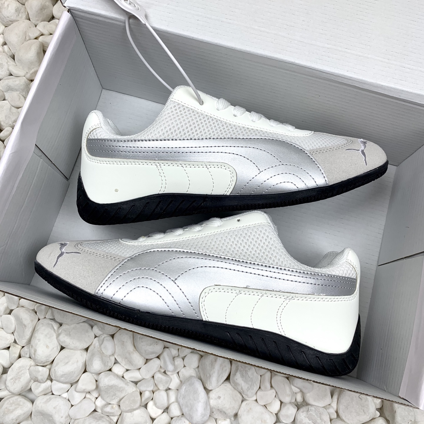 Puma Mesh Low-Top Sneakers White Grey