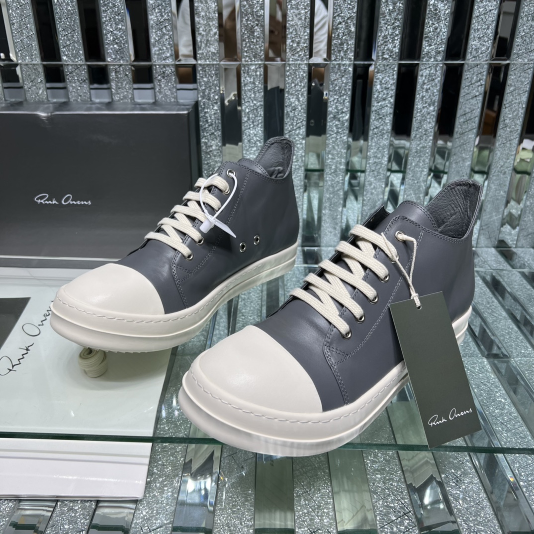 Rick Owens Leather High-Top Sneakers Grey