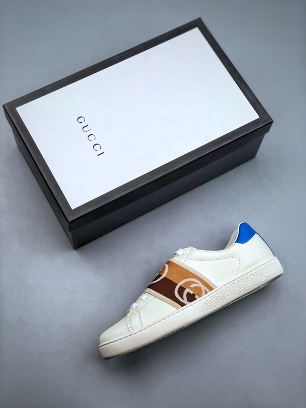Gucci Logo Strap Low-Top Sneakers White/Blue