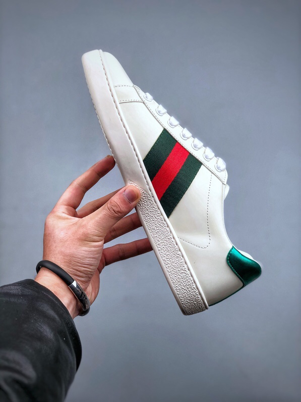 Gucci Ace Bee Leather Sneakers White/Green
