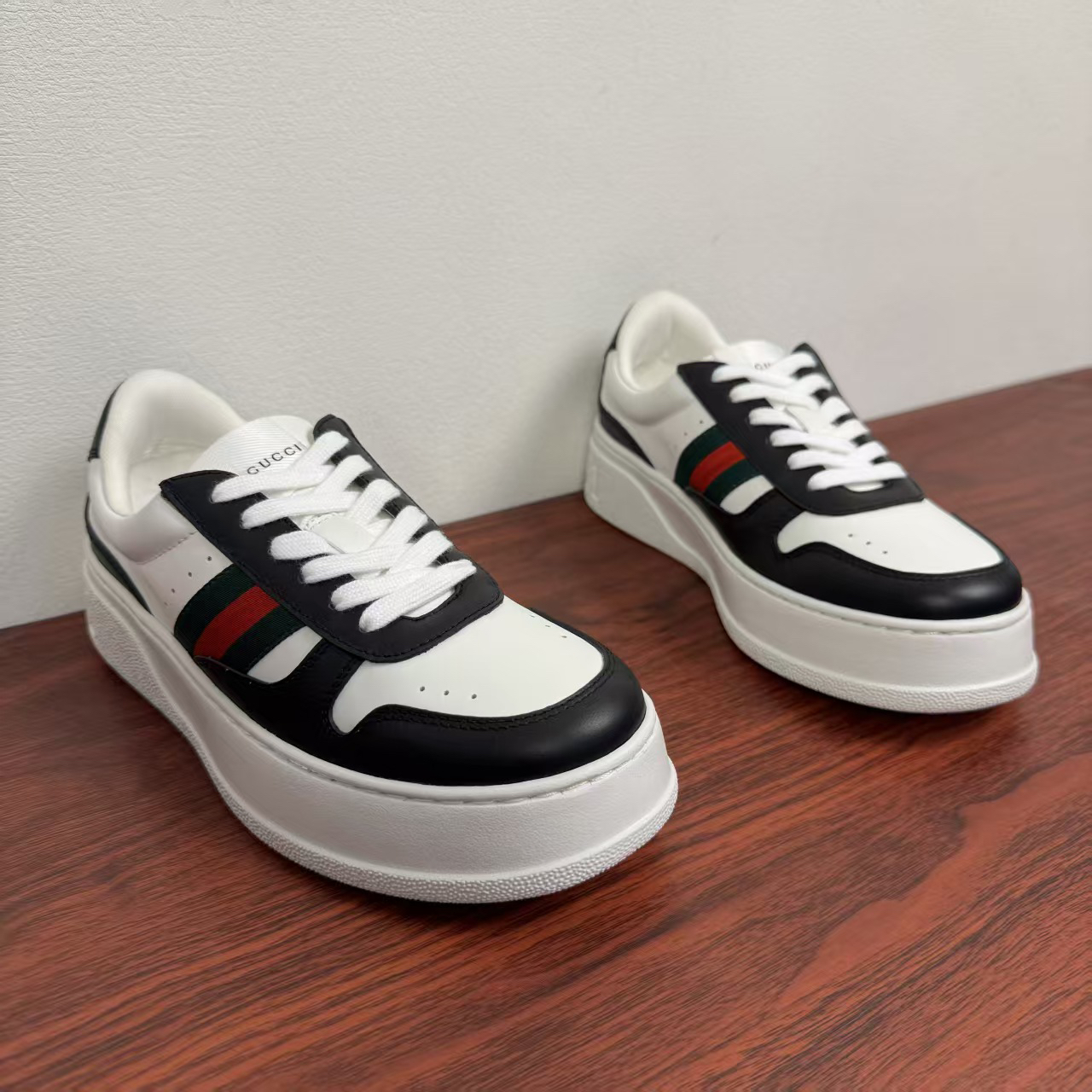 Gucci Web Stripe Platform Sneakers Black/White