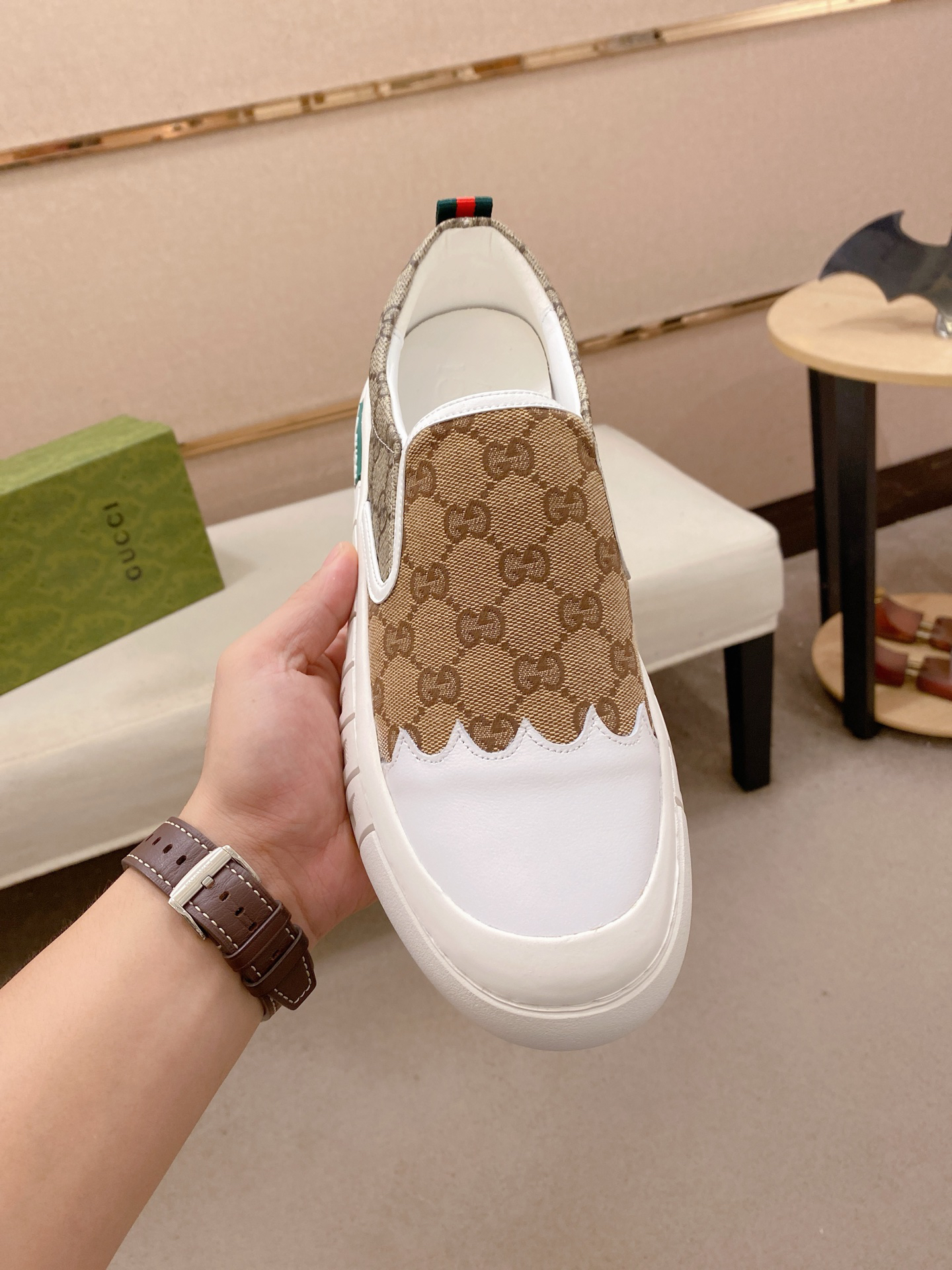 Gucci GG Slip-On Sneakers Khaki
