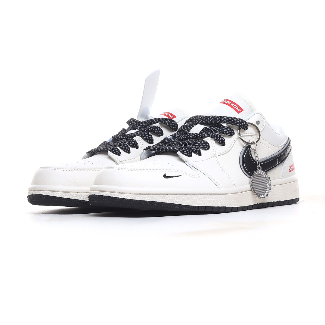Jordan 1 Low Supreme Collab Sneakers White/Black