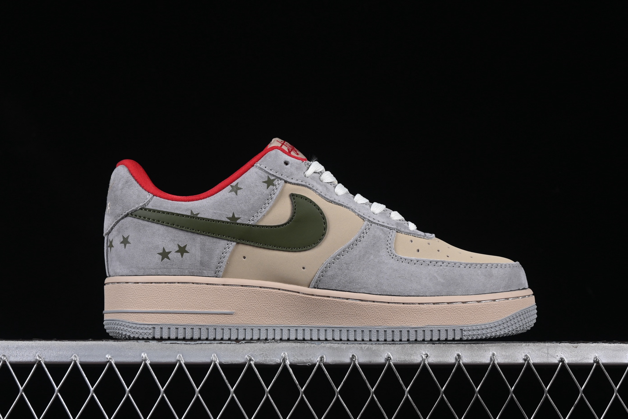 Nike Air Force 1 Low Stussy Stars Sneakers Grey/Olive