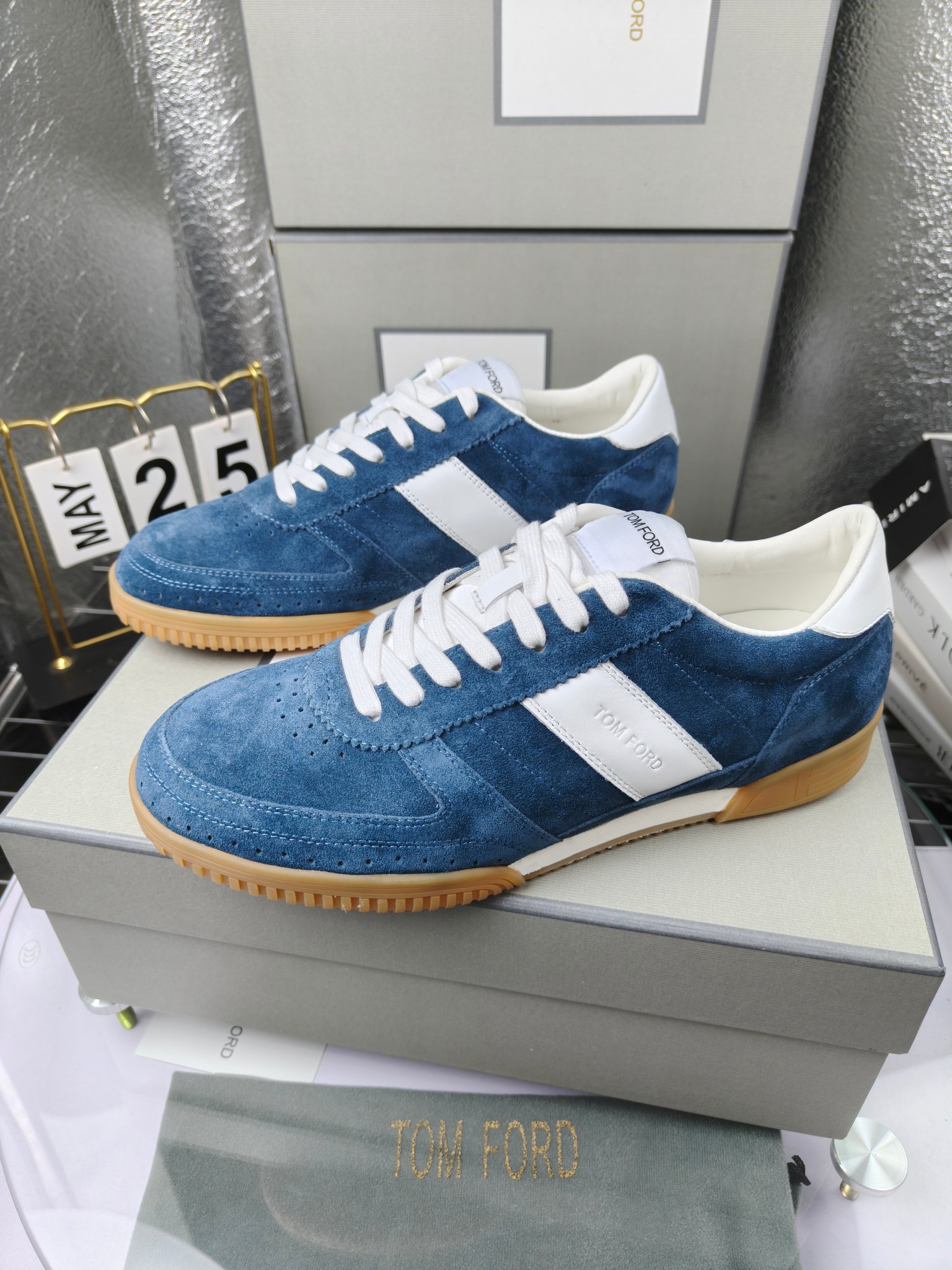 Tom Ford Suede Low-Top Sneakers Blue