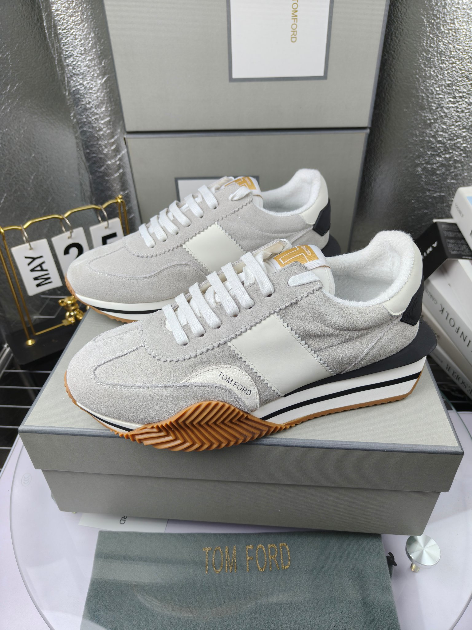 Tom Ford Retro Suede Sneakers Grey