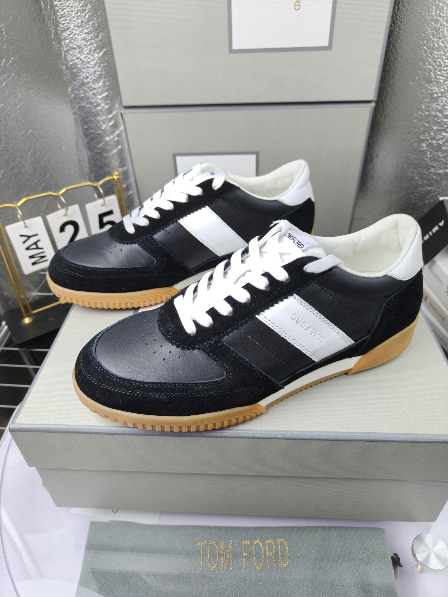 Tom Ford Couple Low-Top Sneakers Black/White