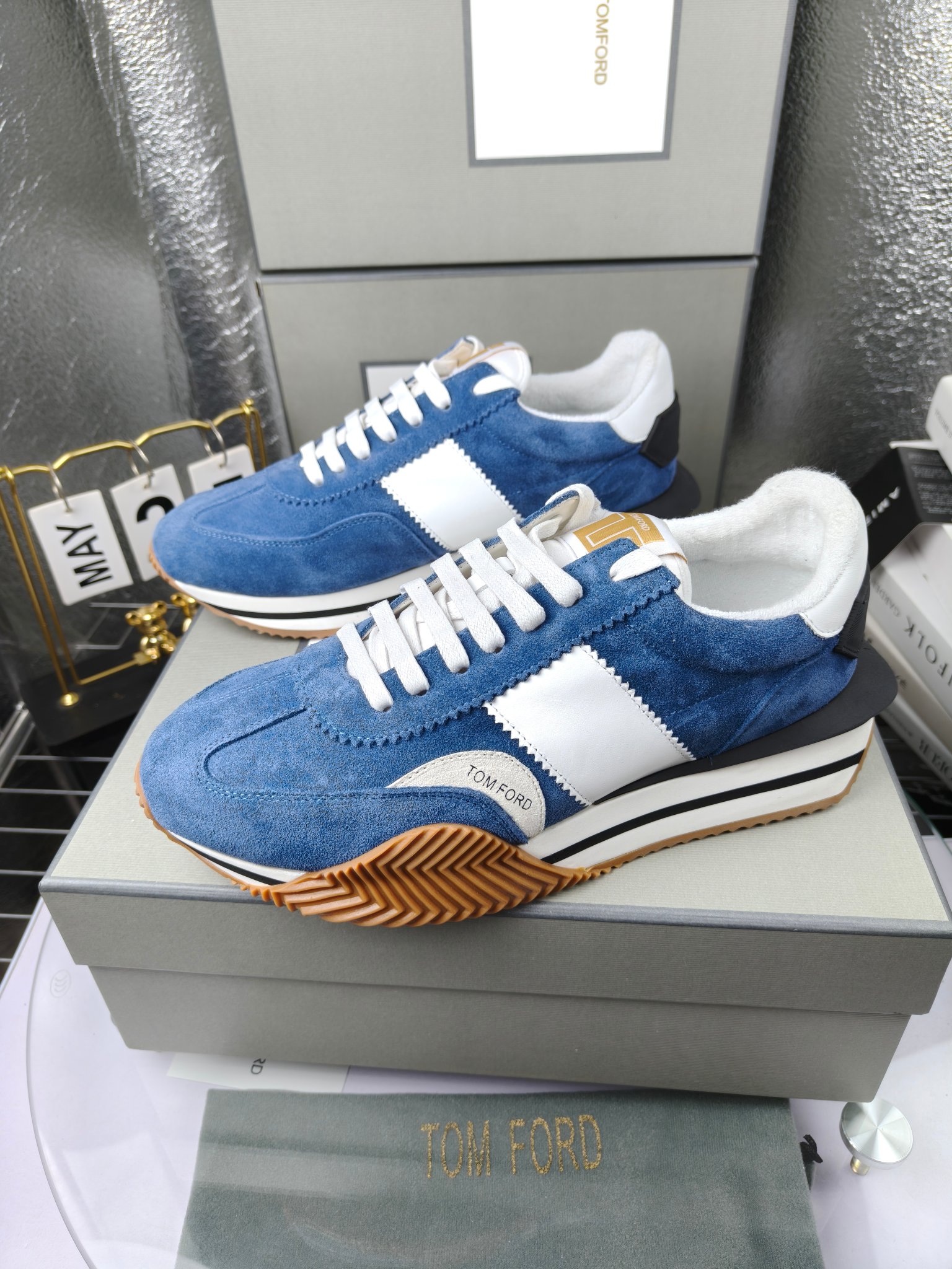 Tom Ford Retro Suede Runner Sneakers Blue