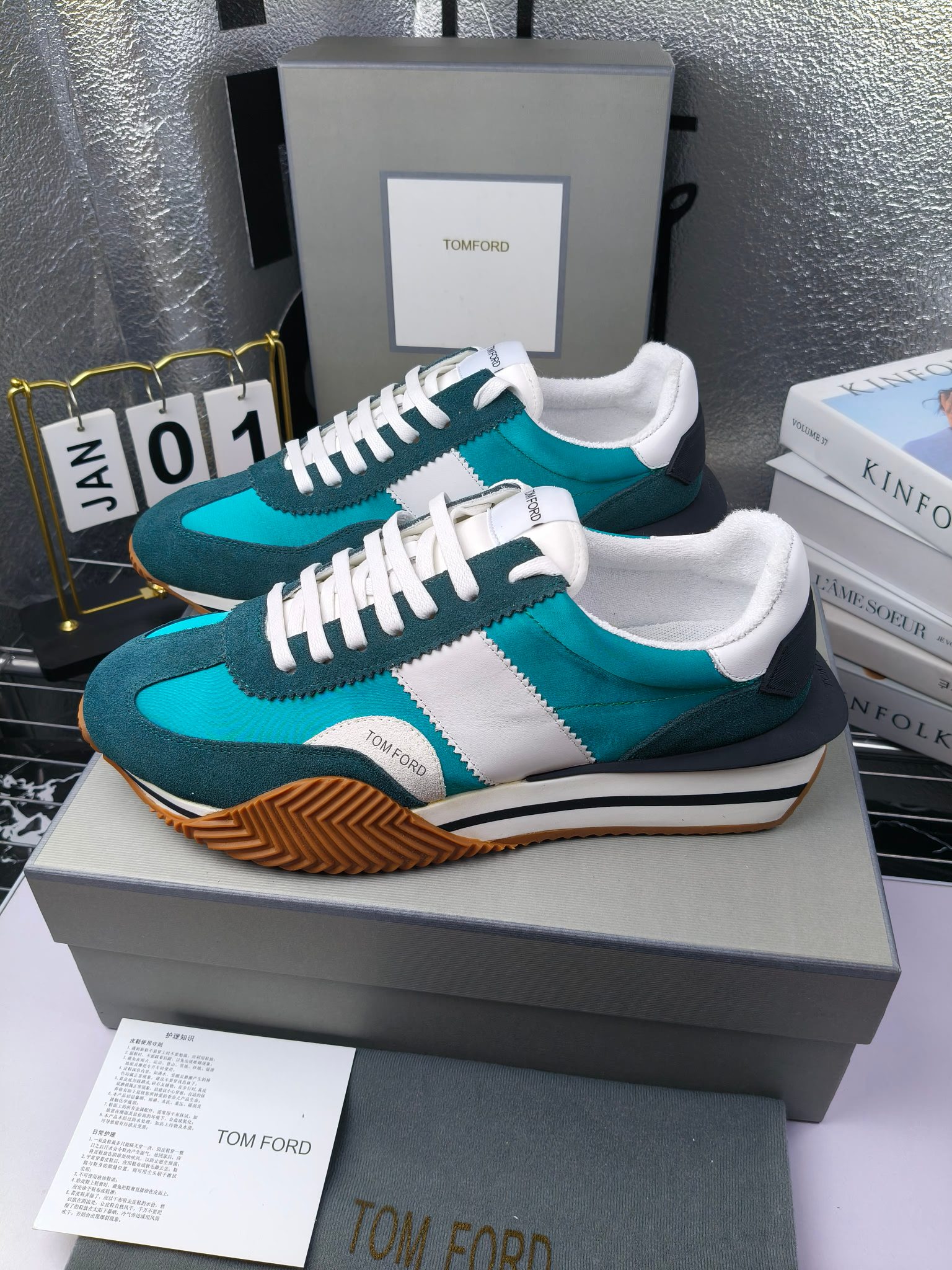 Tom Ford Retro Runner Sneakers Teal