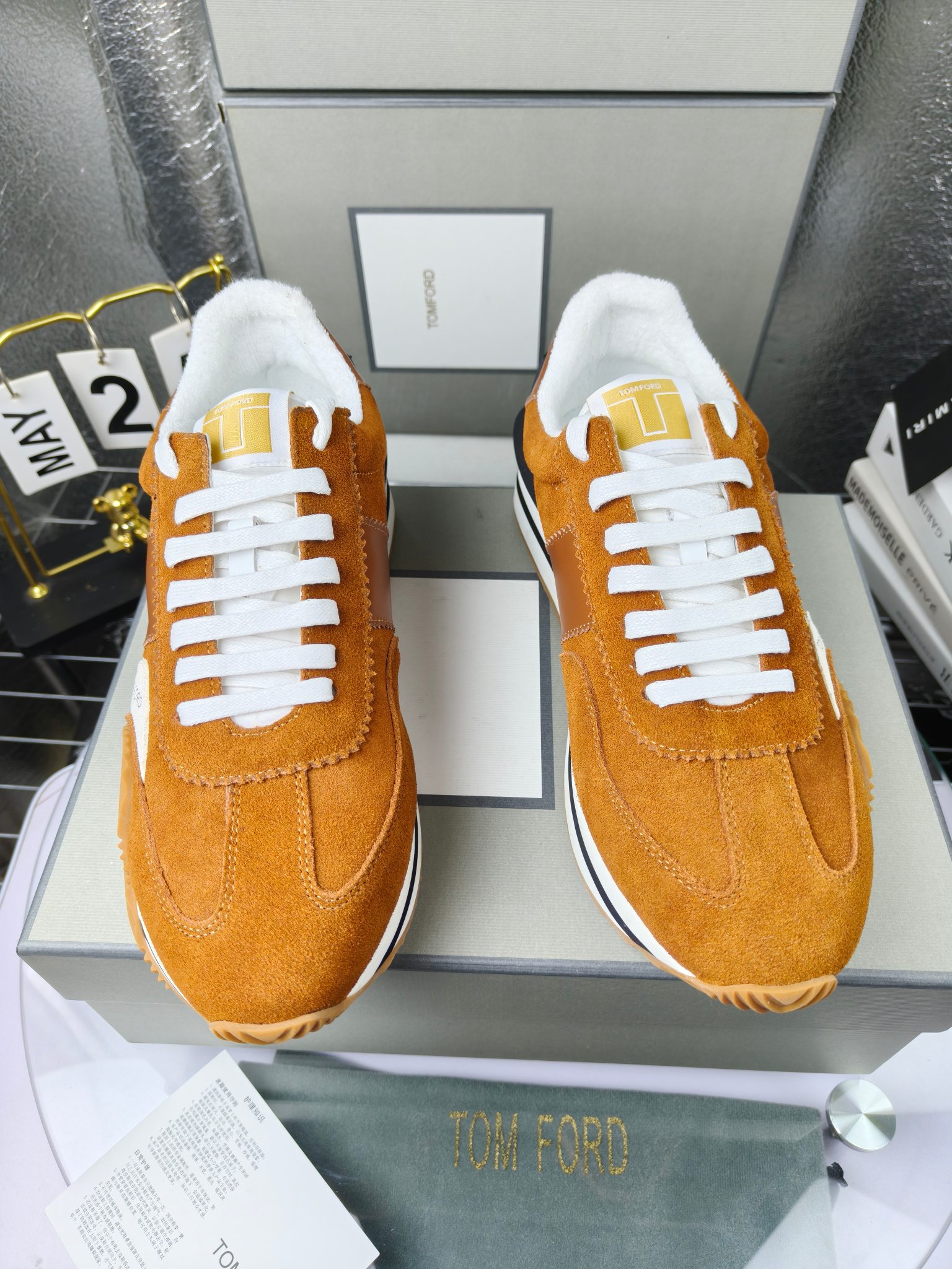 Tom Ford Retro Suede Sneakers Brown
