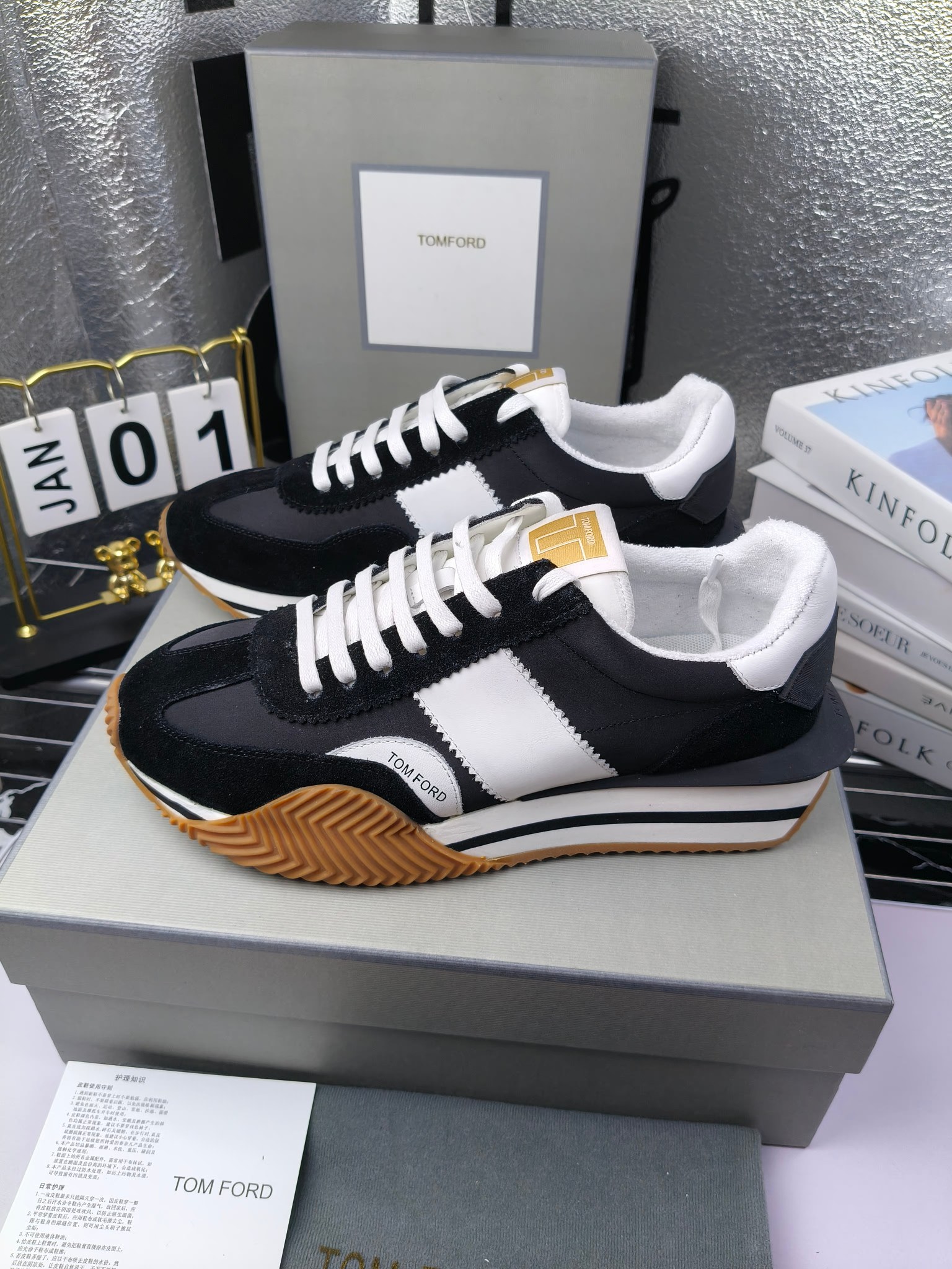Tom Ford Retro Lift Sneakers Black/White