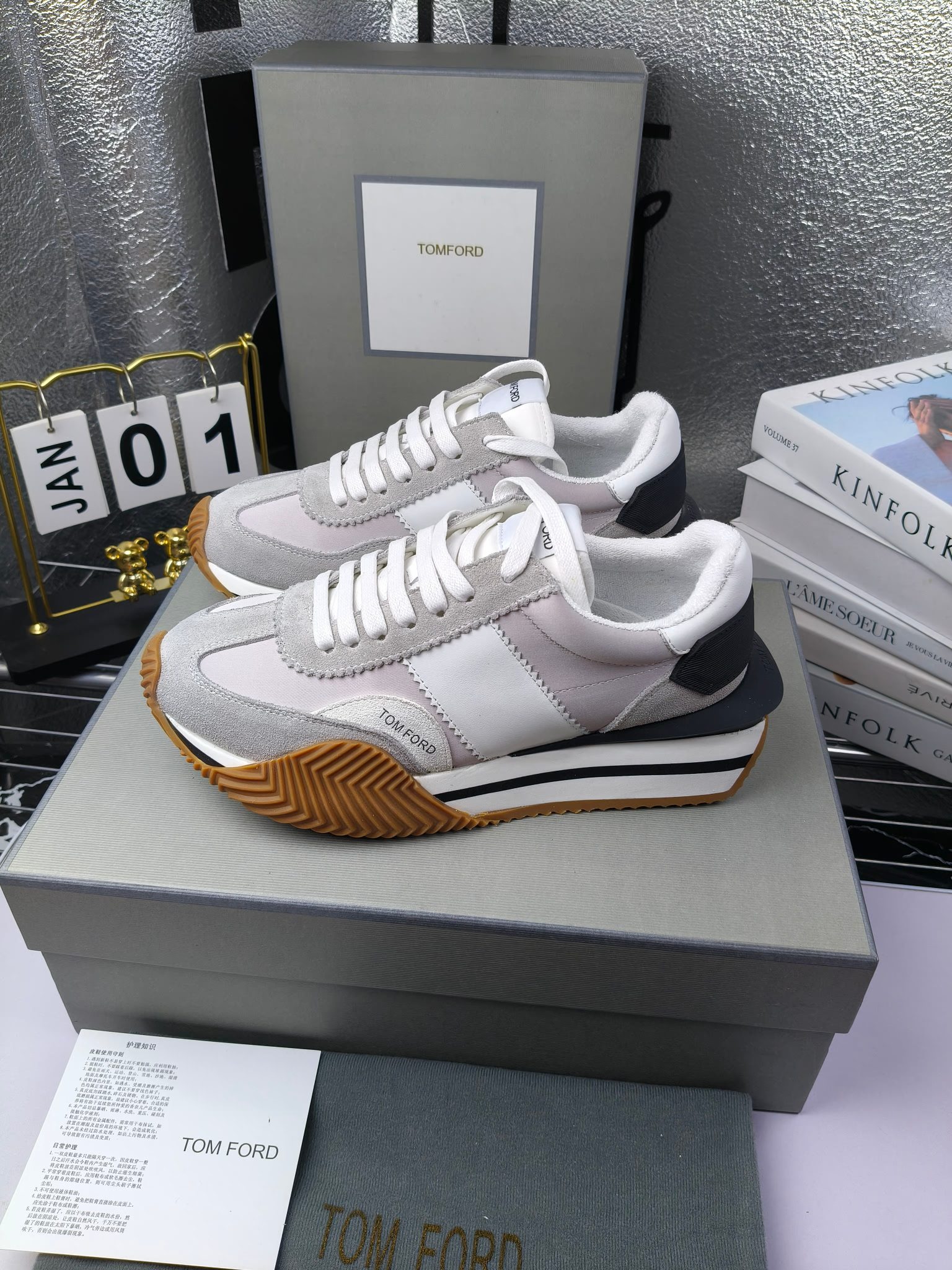 Tom Ford Retro Platform Sneakers Grey/White