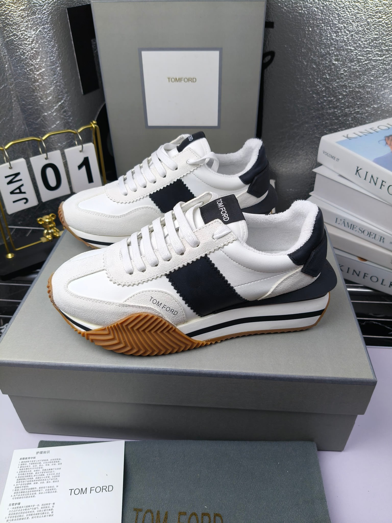 Tom Ford Retro Platform Sneakers White Black