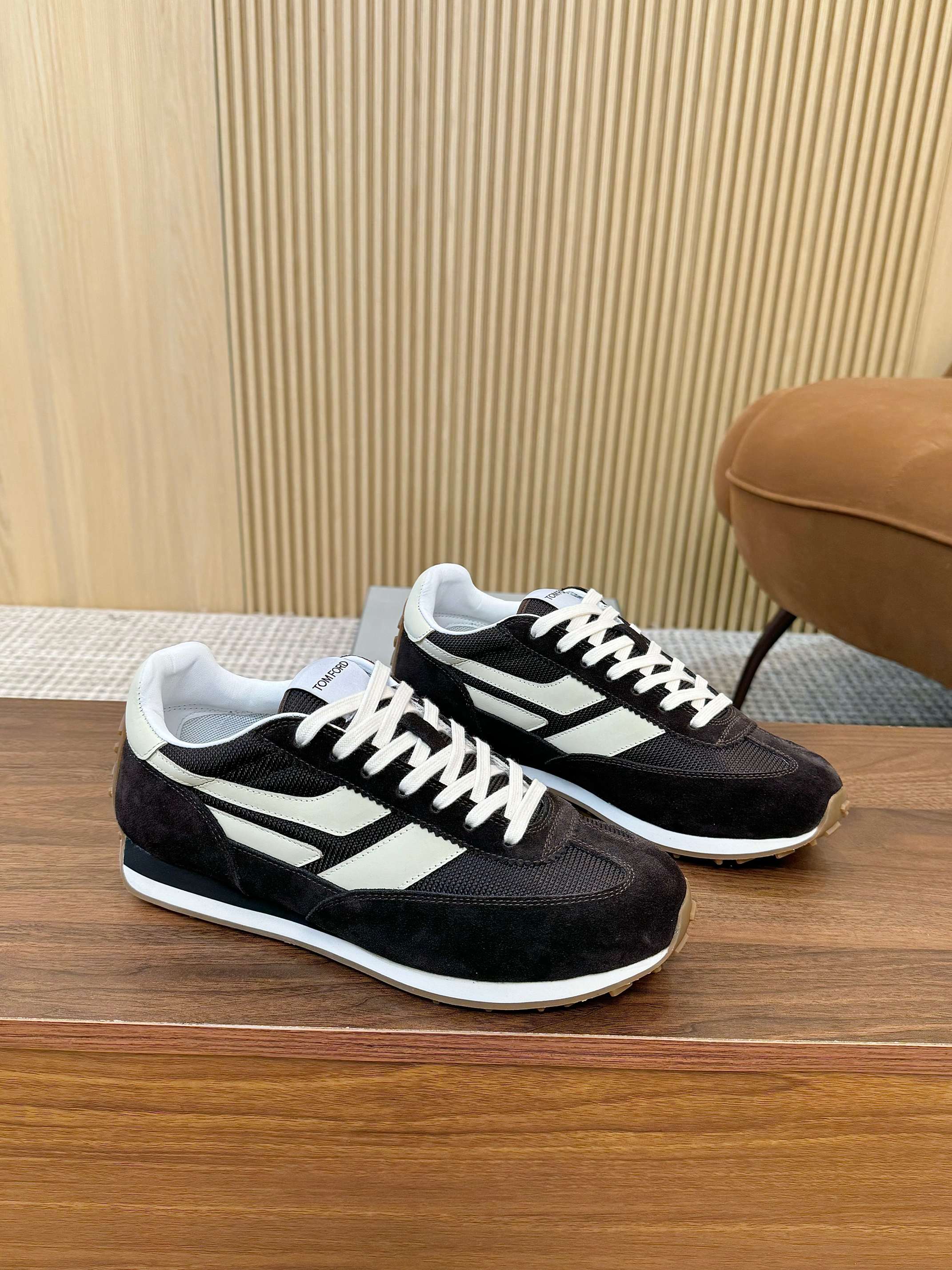 Tom Ford Retro Low-Top Sneakers Black/White