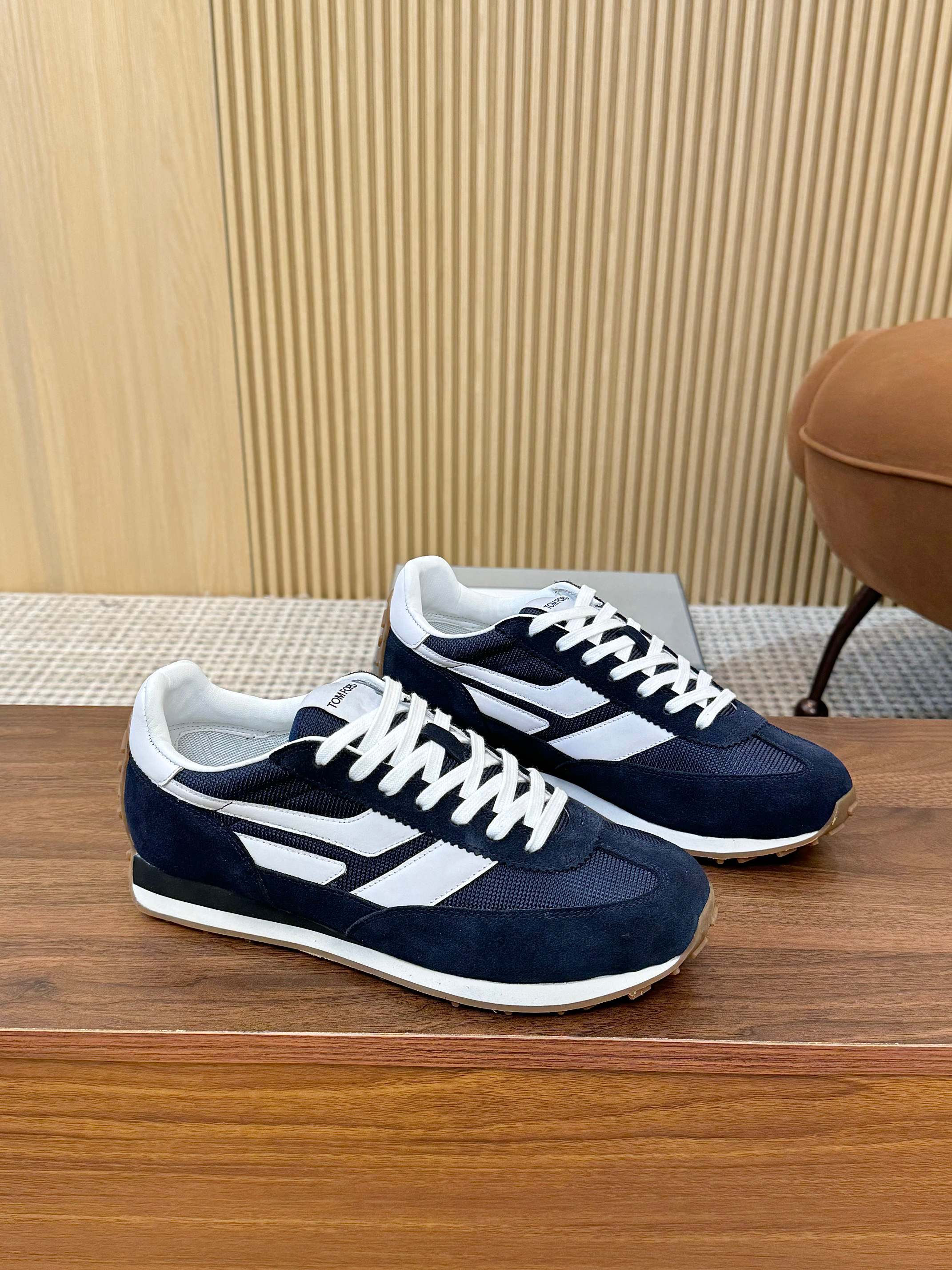 Tom Ford Retro Low-Top Sneakers Navy