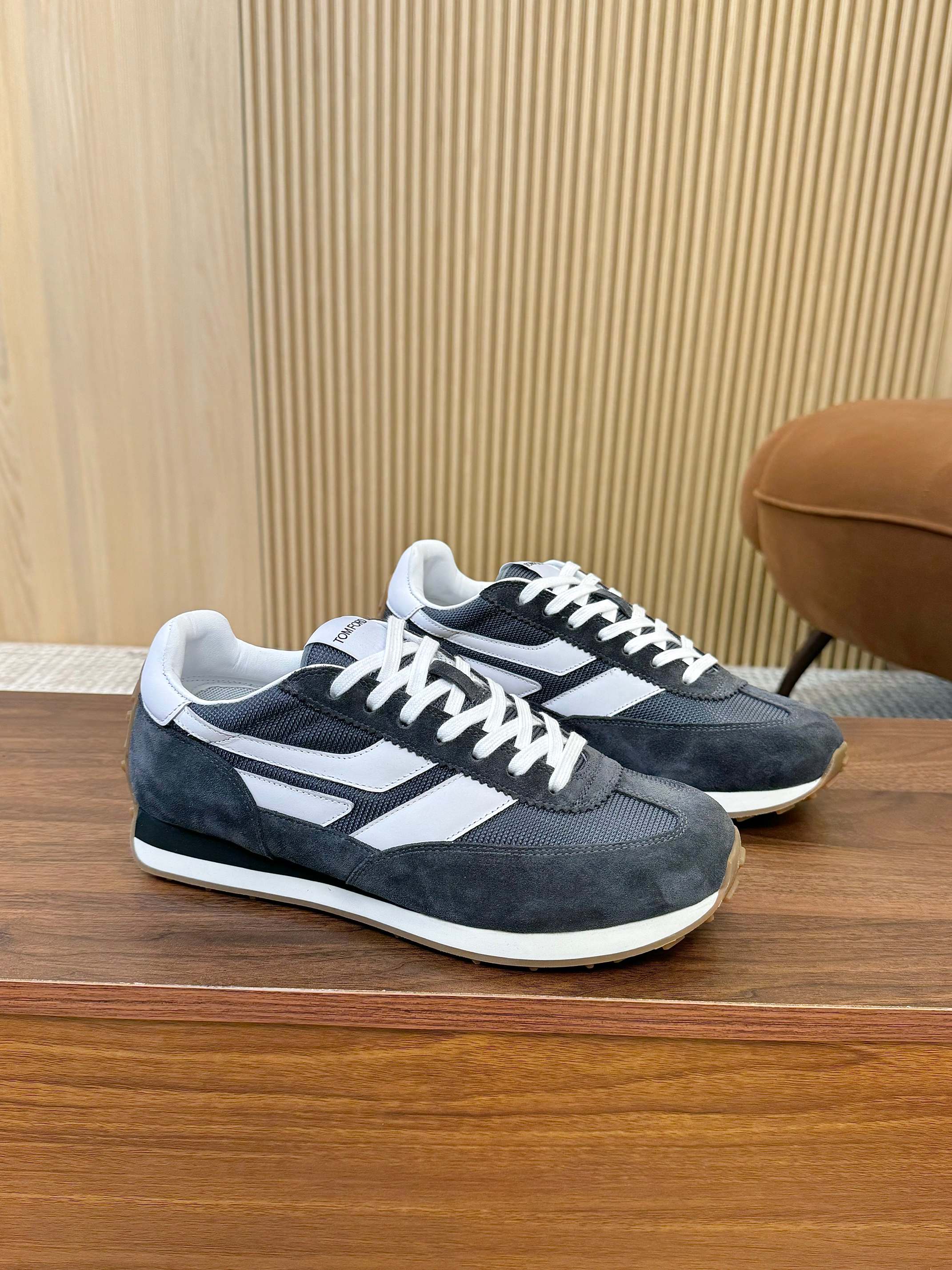 Tom Ford Retro Low-Top Sneakers Grey