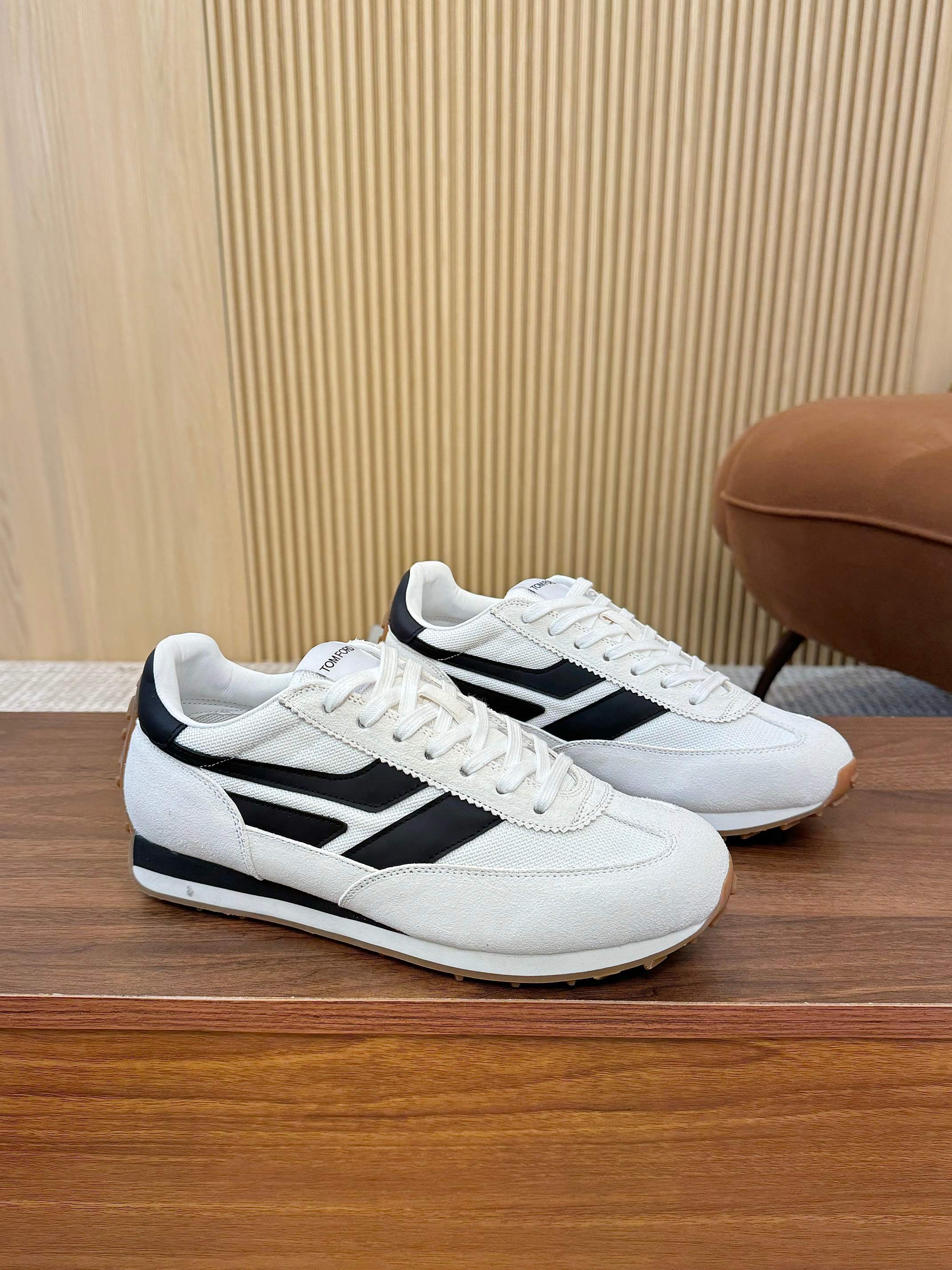 Tom Ford Retro Low-Top Sneakers White/Black