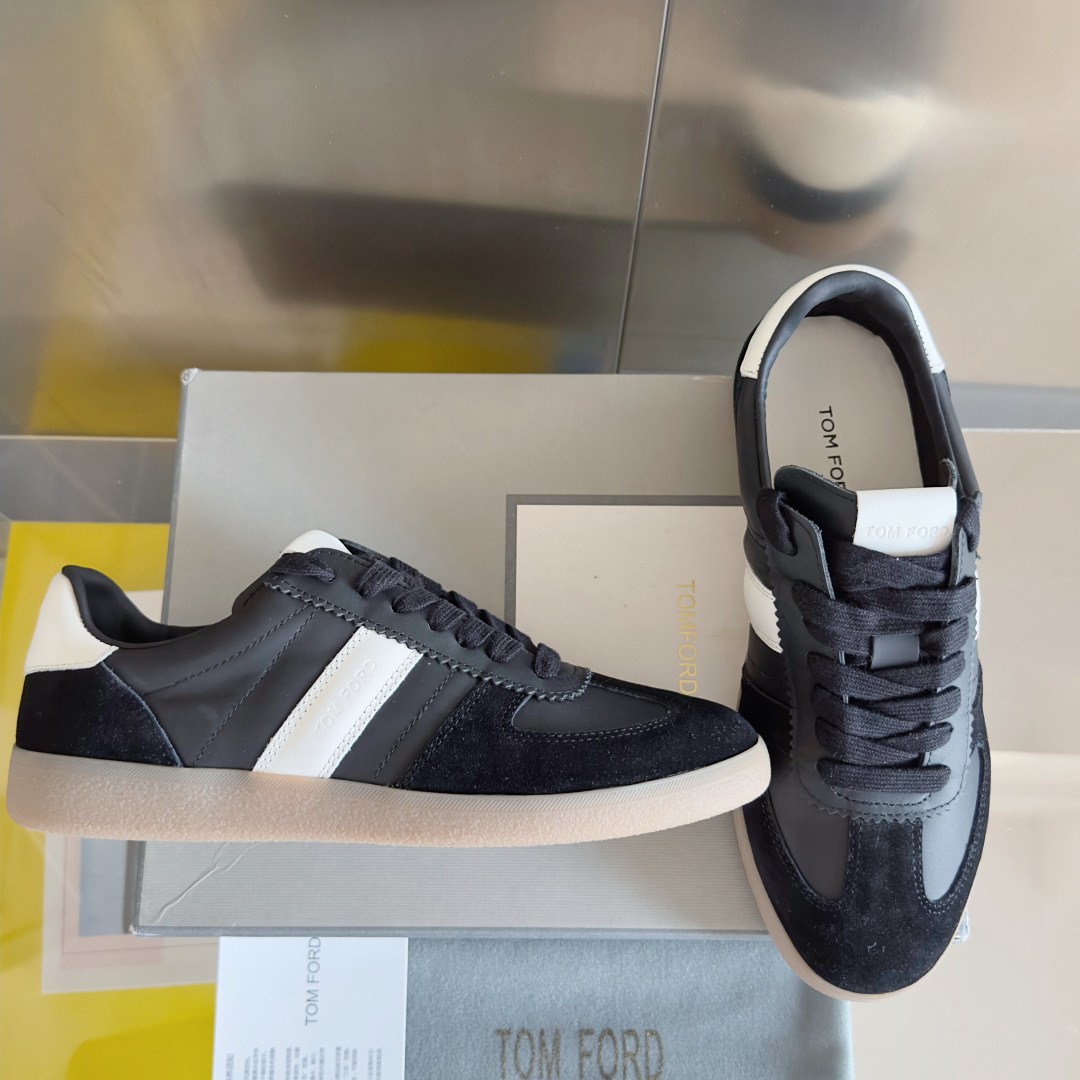 Tom Ford Terence Suede Leather Sneakers Black/White