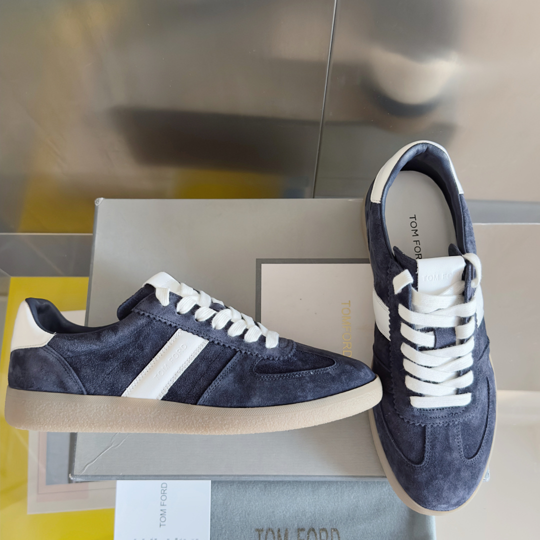 Tom Ford Suede Trainer Sneakers Navy/White