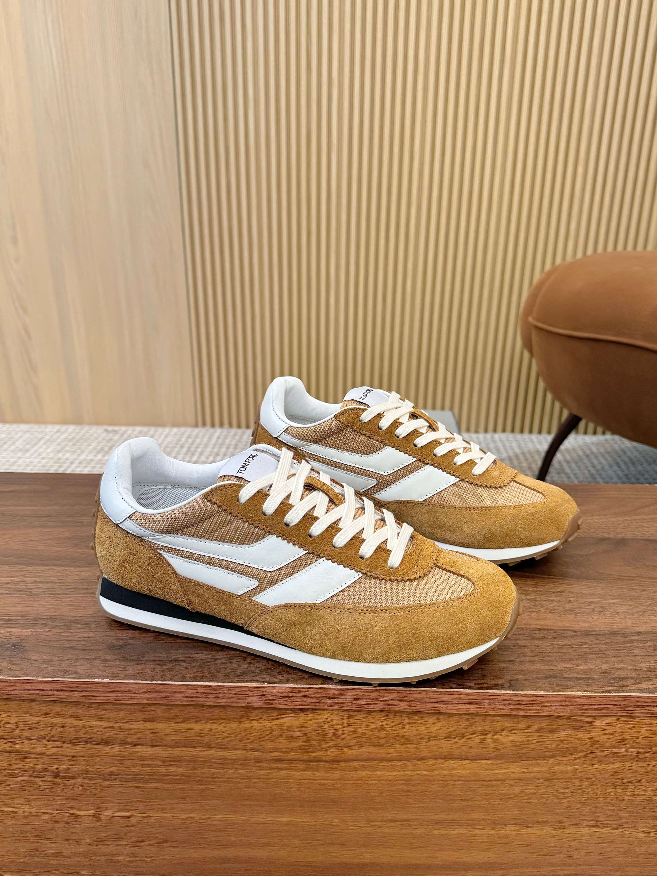 Tom Ford Retro Low-Top Sneakers Tan