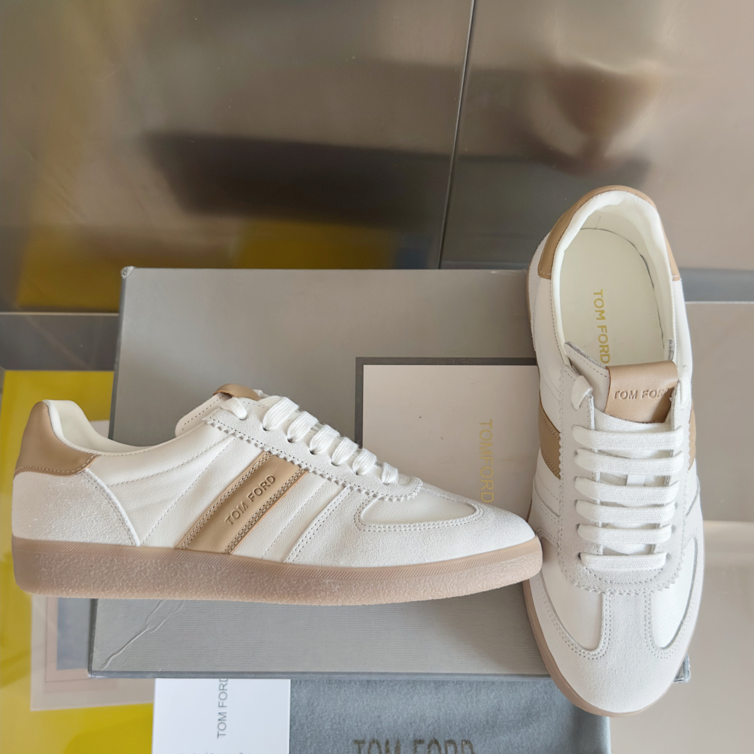 Tom Ford Terence Leather Sneakers White/Beige