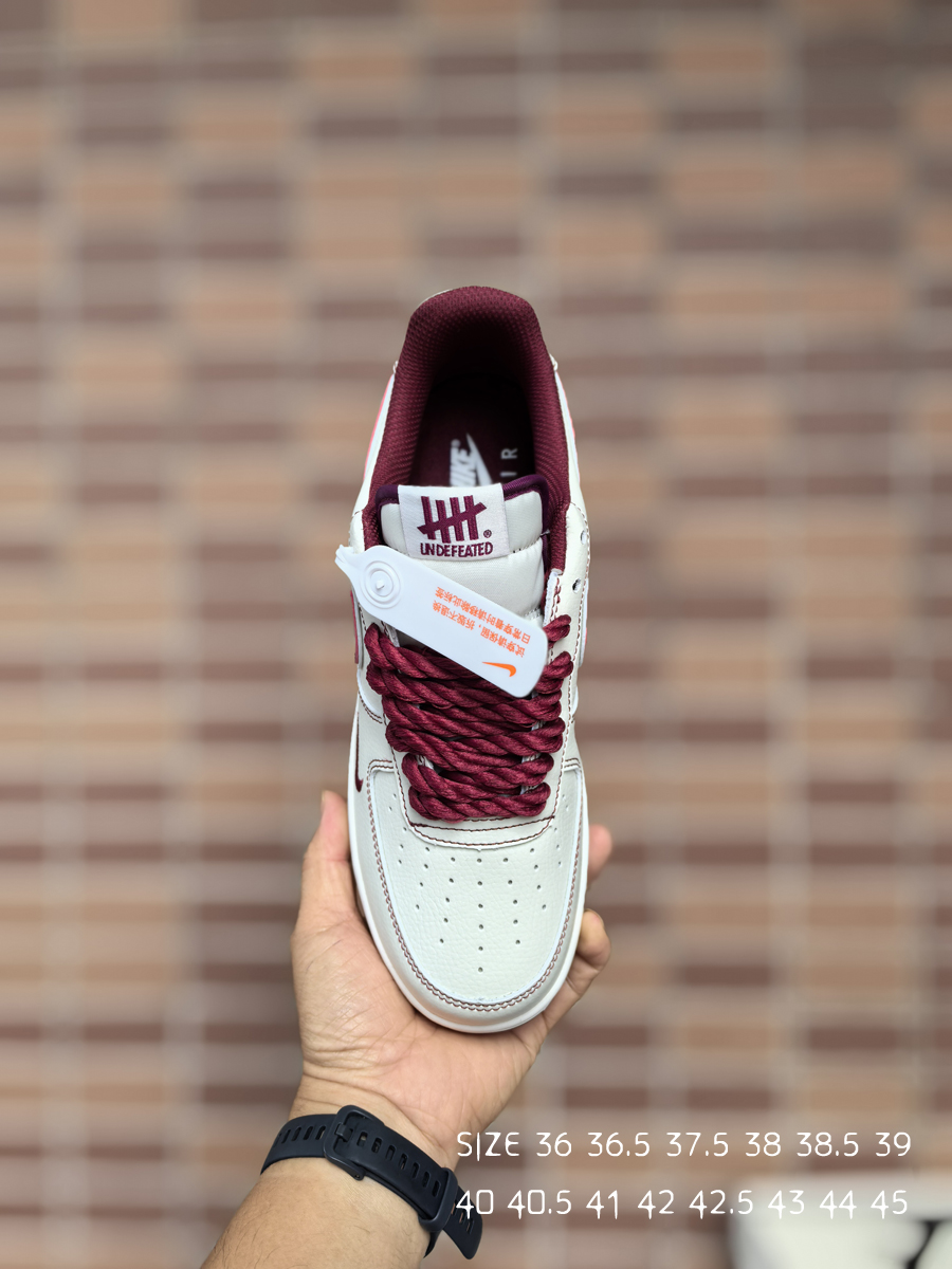 Nike Air Force 1 Low Undefeated Rope Lace Sneakers Burgundy