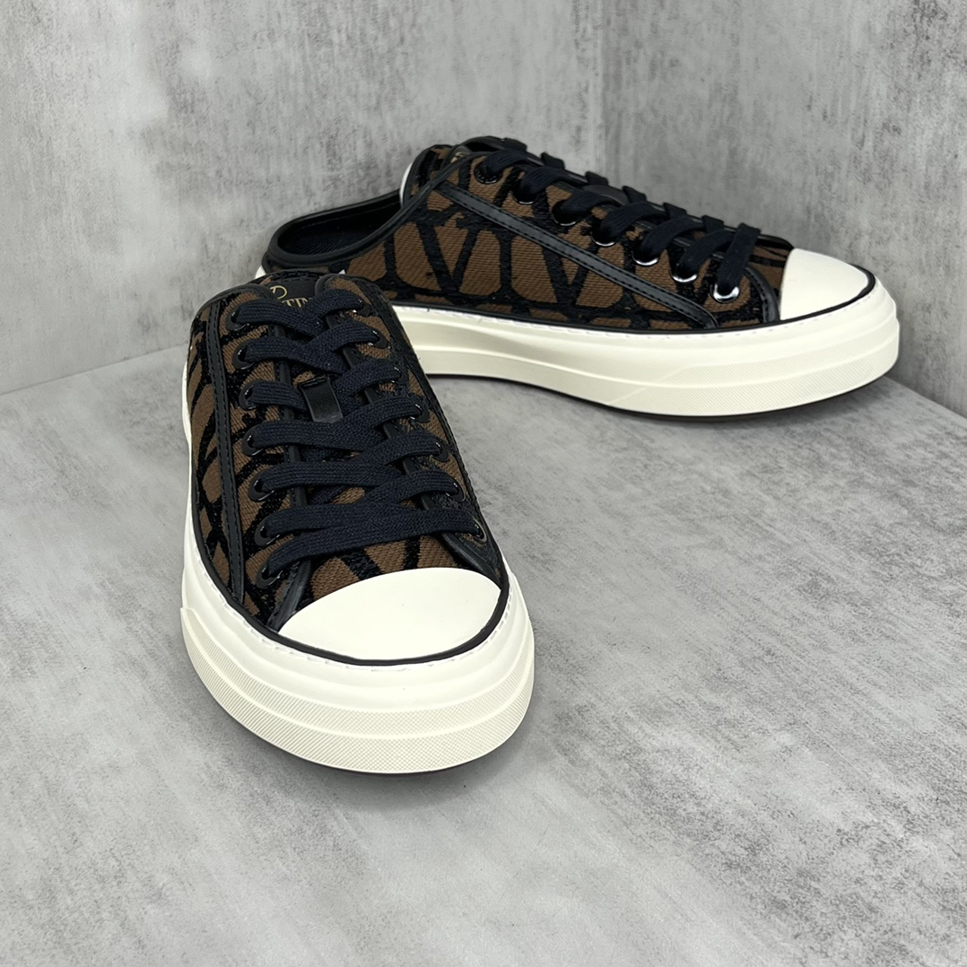 Valentino Garavani V Logo Low-Top Mule Sneakers Brown/Black