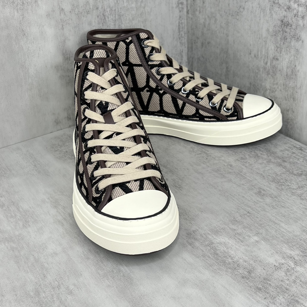 Valentino Garavani V-Logo High-Top Sneakers Beige