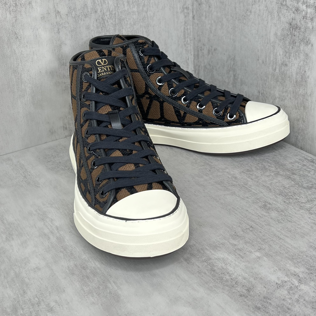 Valentino Garavani V-Logo High-Top Sneakers Brown/Black