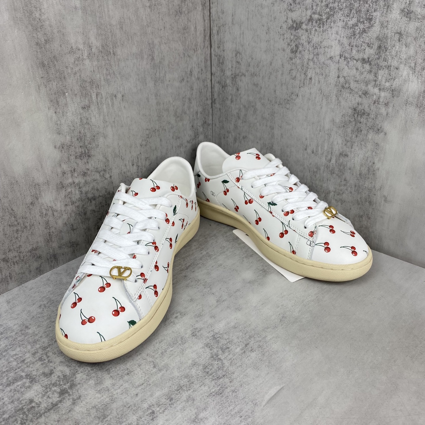 Valentino Cherry Print Low-Top Sneakers White