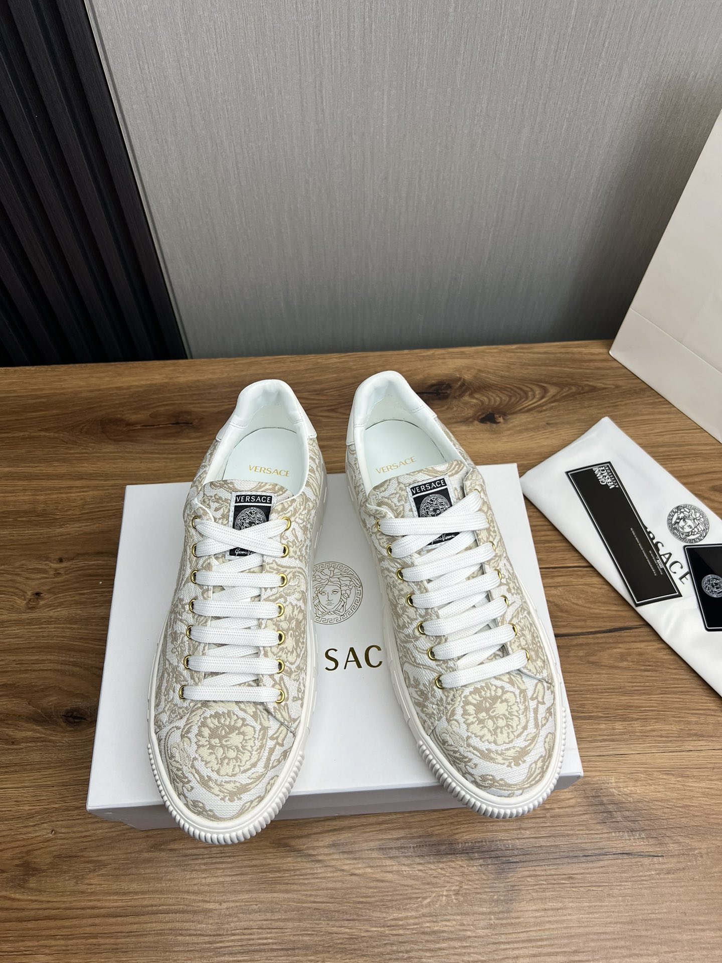 Versace Jacquard Leather Sneakers Multi