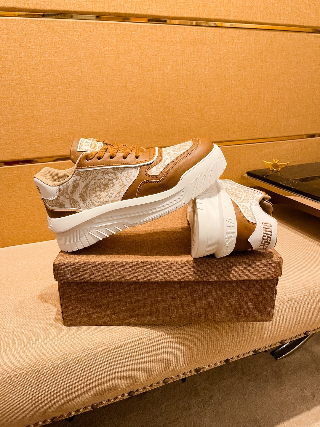 Versace Men's Baroque Sneakers Brown