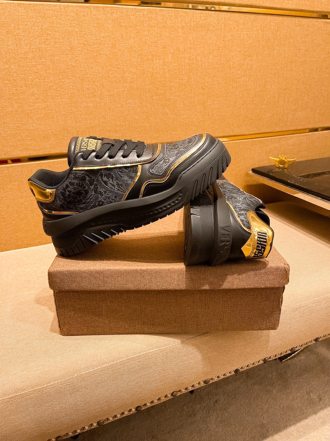 Versace Chunky Low-Top Sneakers Black Gold