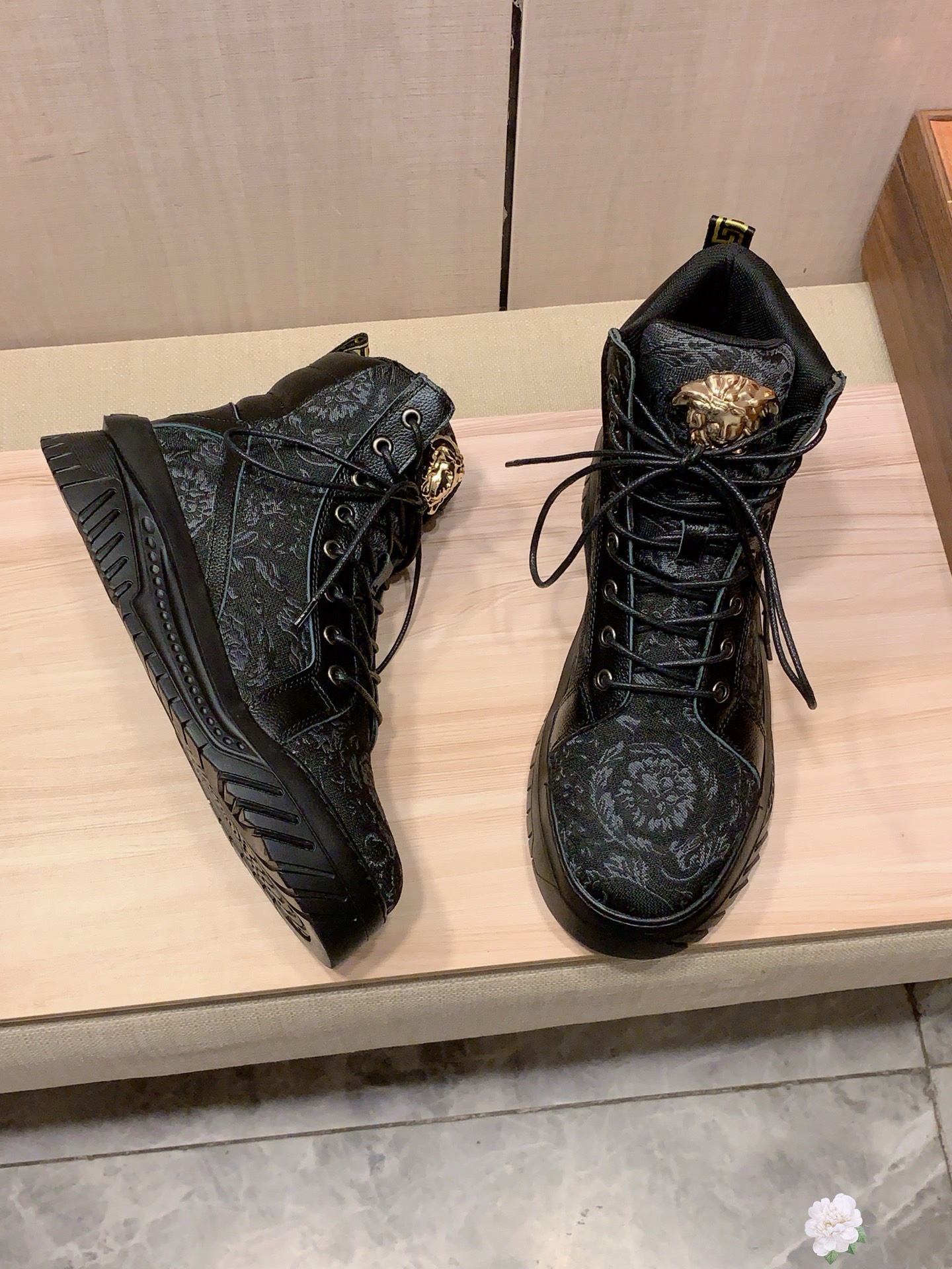 Versace Medusa High-Top Boots Black