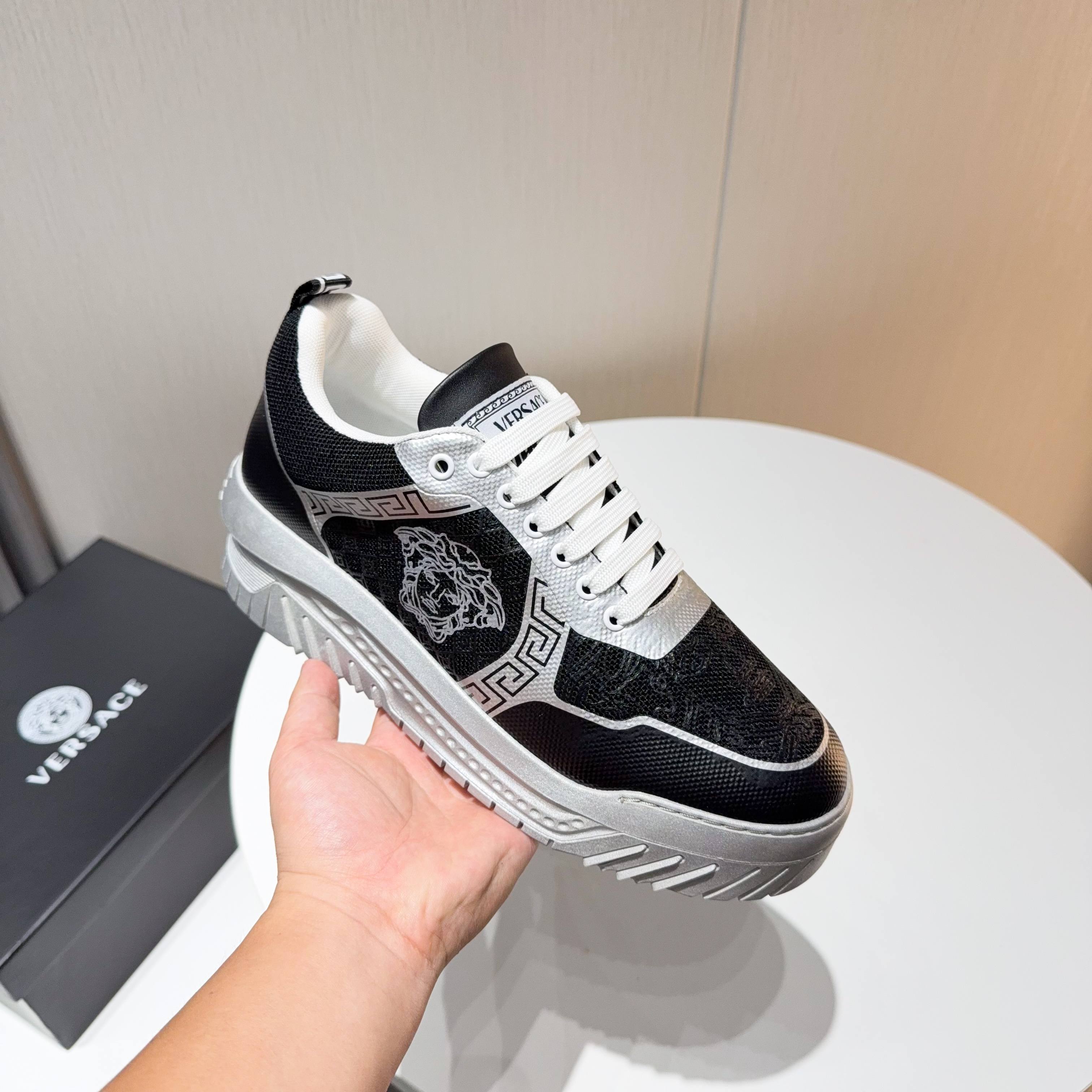 Versace Grace Labyrinth Knit Sneakers Black/Silver