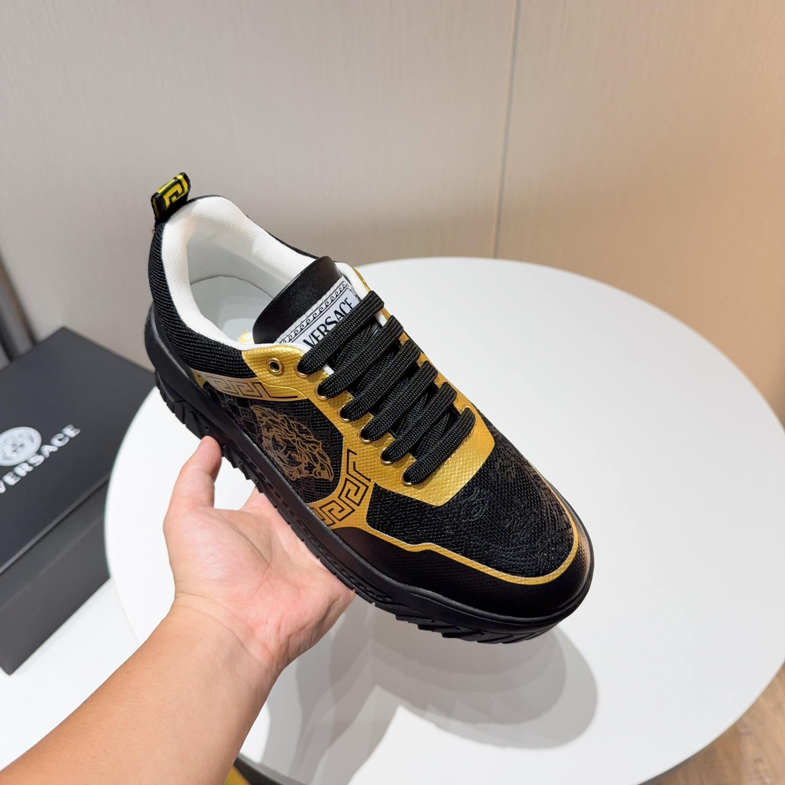 Versace Grace Labyrinth Knit Sneakers Brown