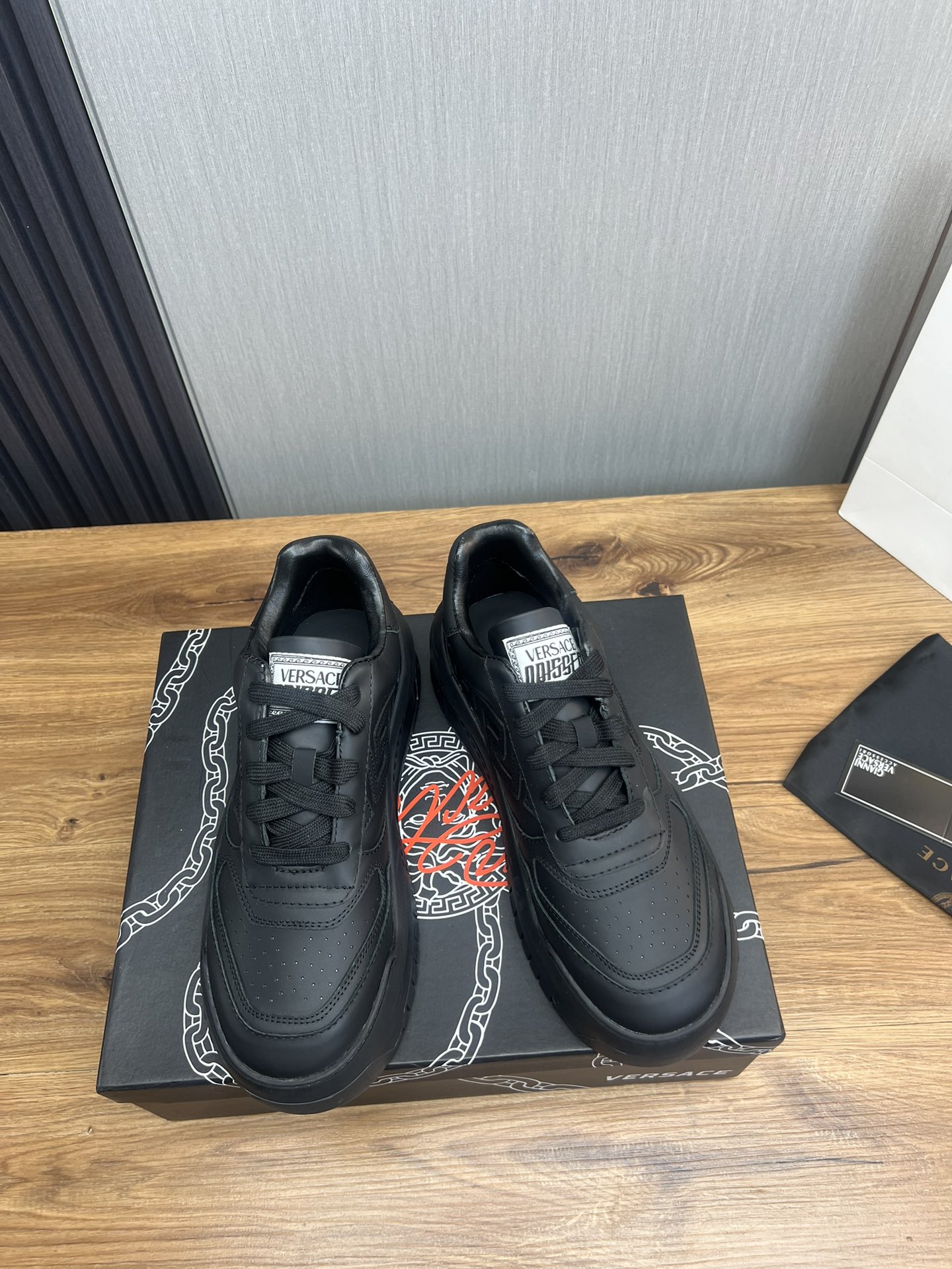 Versace Leather Casual Sneakers Black