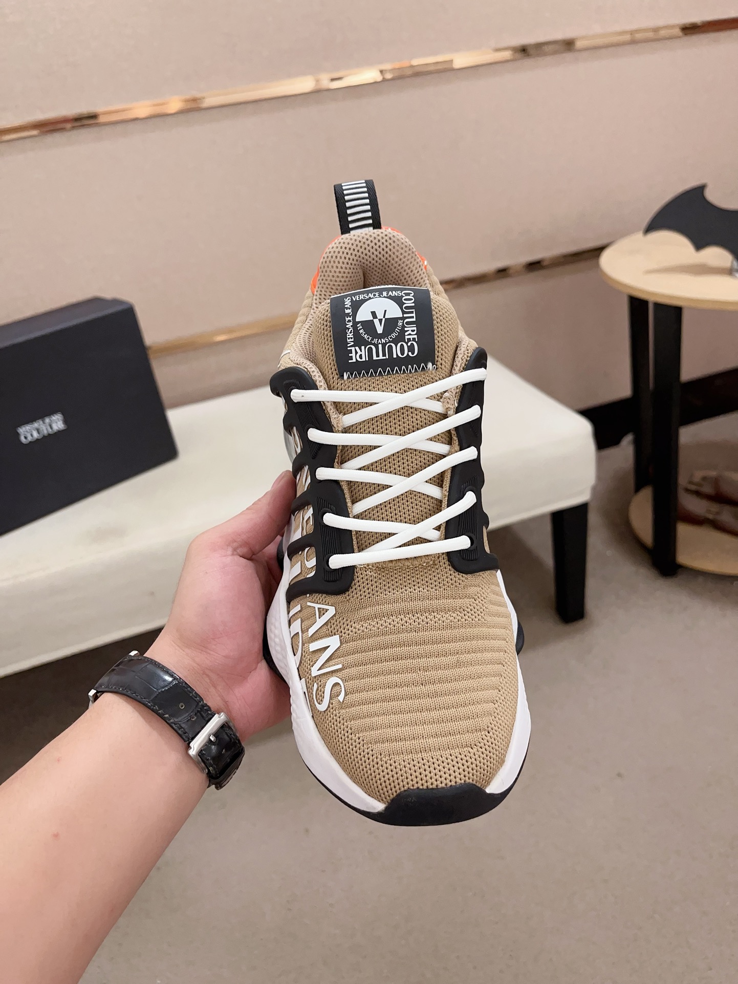 Versace Jeans Couture Knit Sneakers Khaki