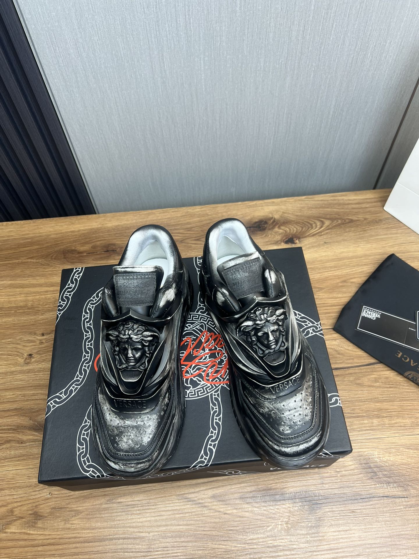 Versace Medusa Leather Sneakers Black