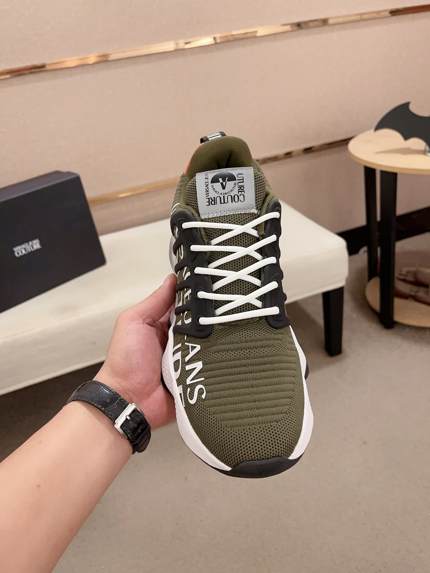 Versace Knit Bubble Sole Sneakers Olive