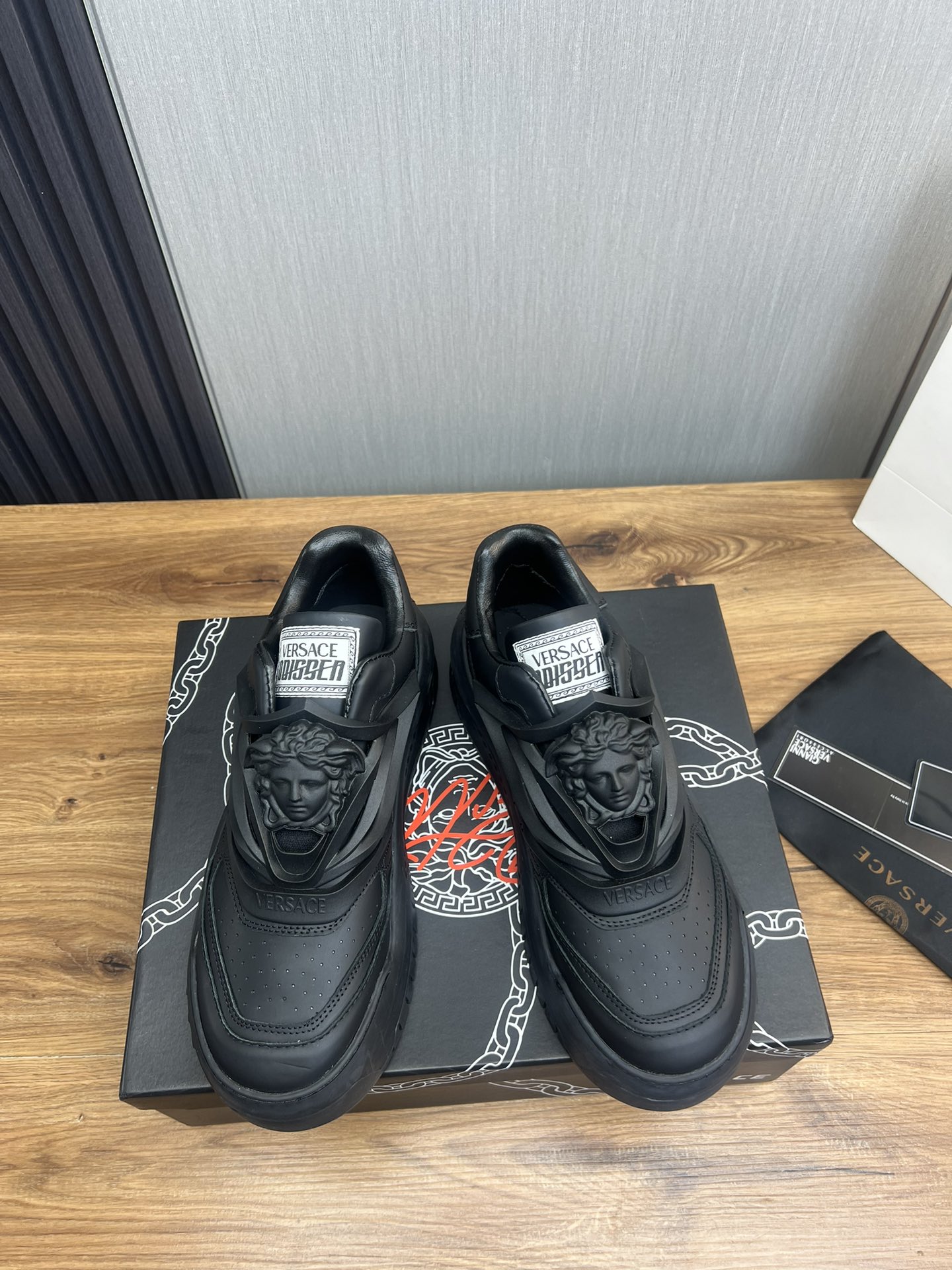 Versace Odissea Leather Sneakers Black