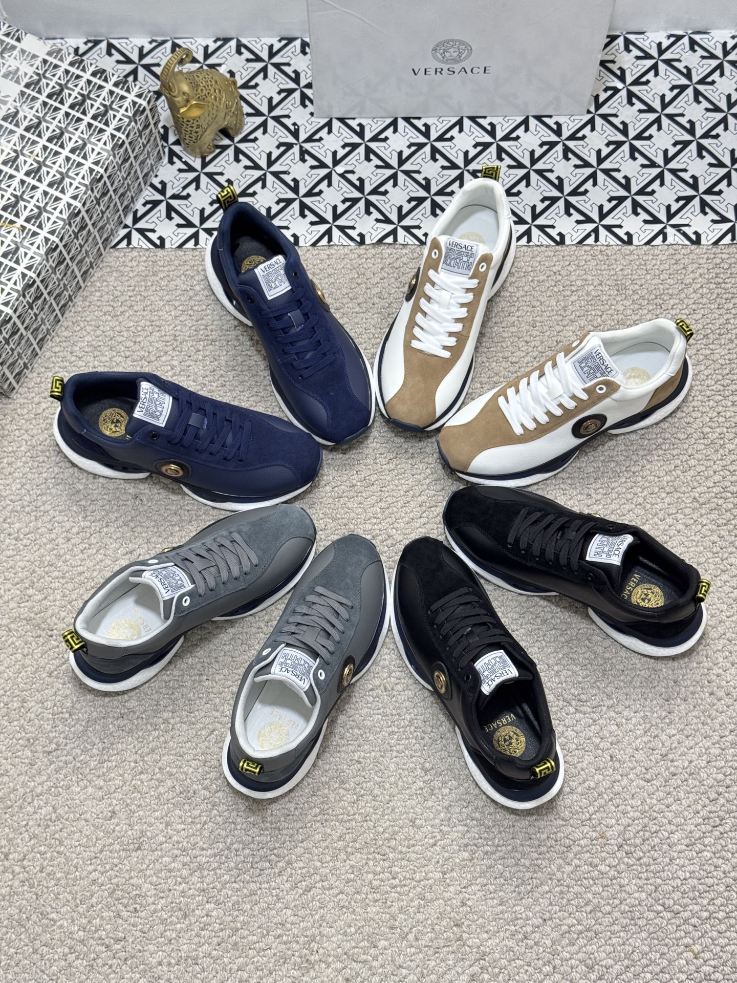 Versace Low-Top Runner Sneakers Navy