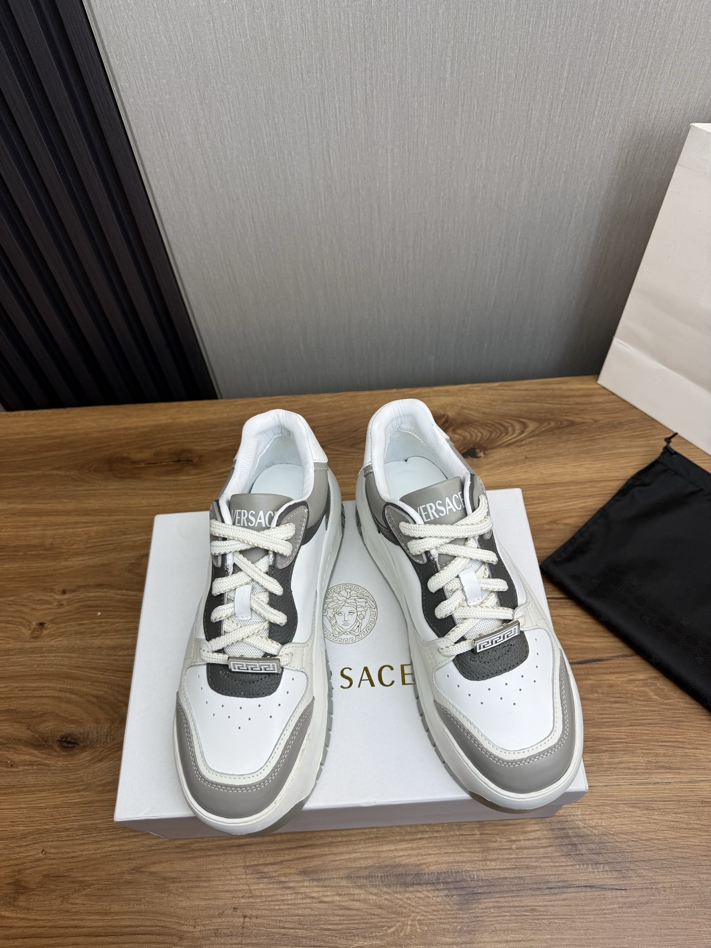 Versace Leather Casual Sneakers Gray