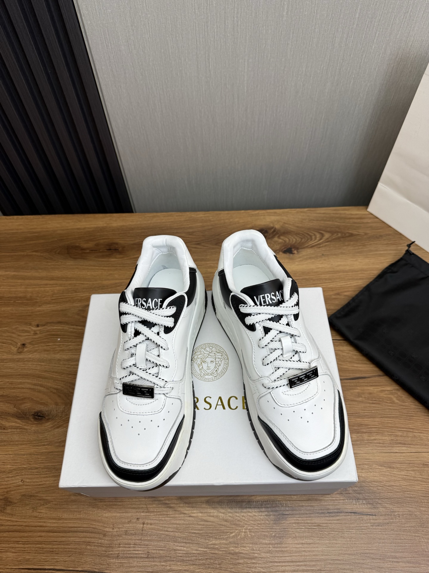 Versace Leather Chunky Sneakers White/Black