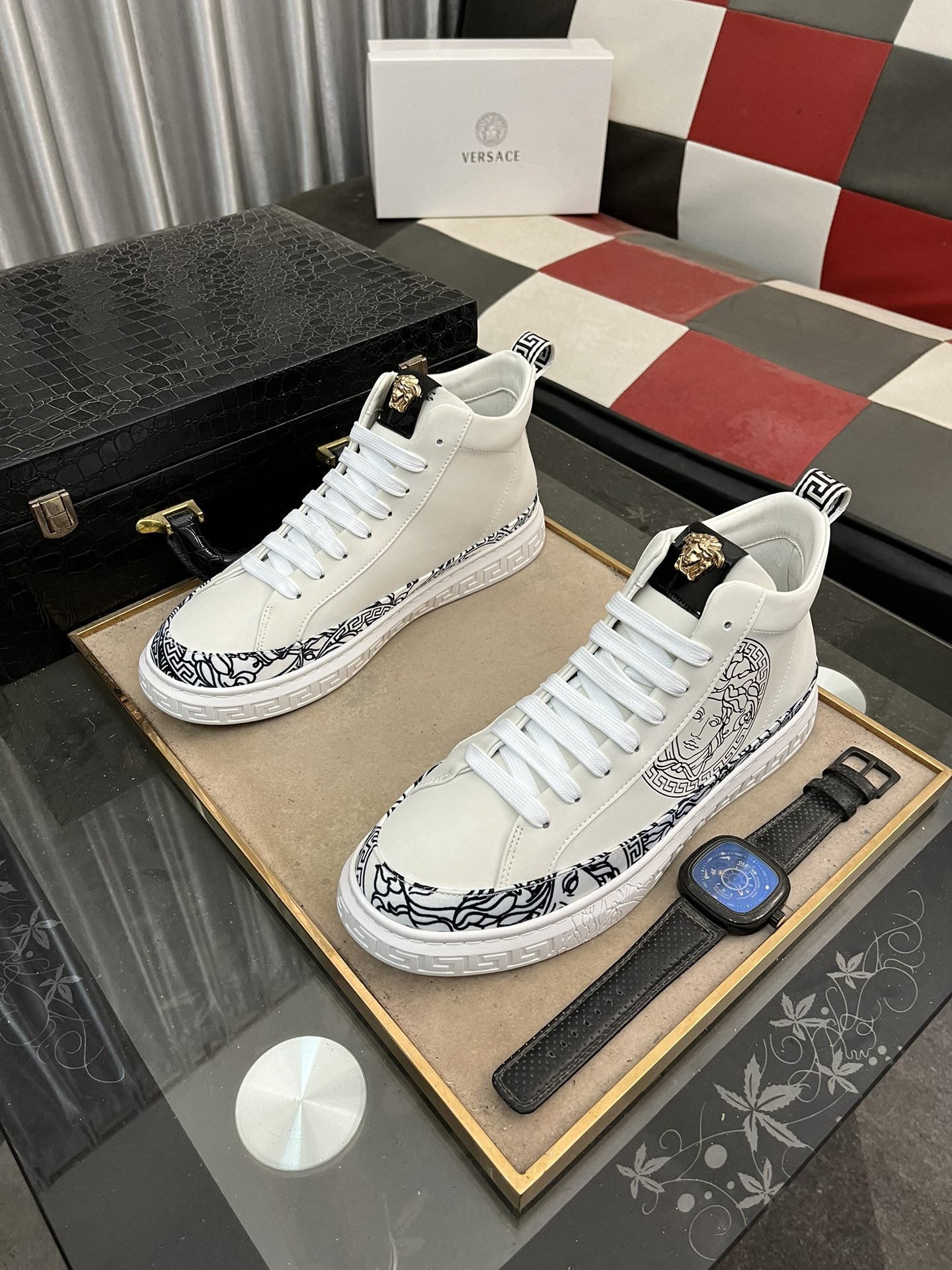Versace Medusa High-Top Sneakers White